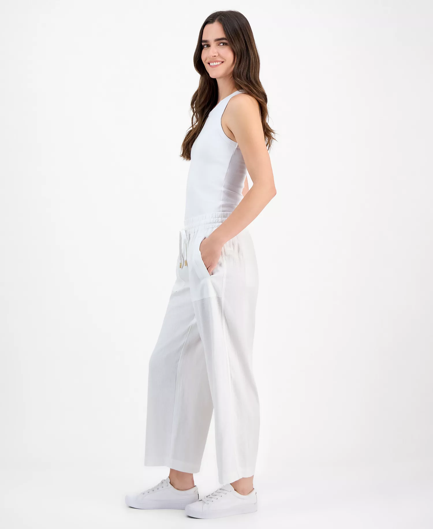 Nautica Women's Mid-Rise Ankle Pants - Bright White - L