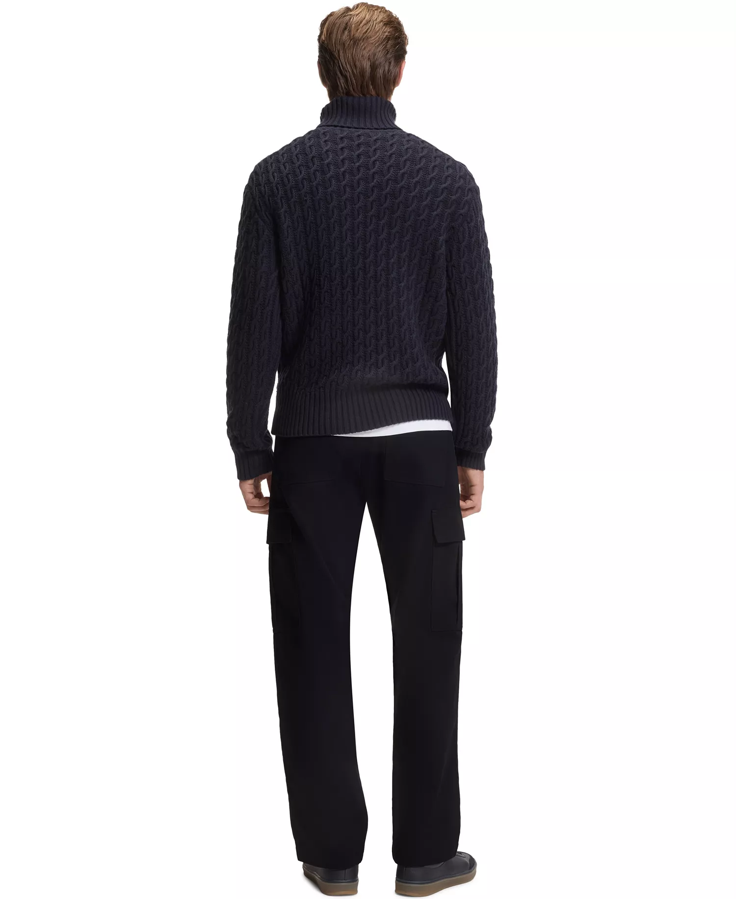 BECKHAM x BOSS Men's Micro-Patterned Cotton Cargo Pants - Dark Blue - 30x32