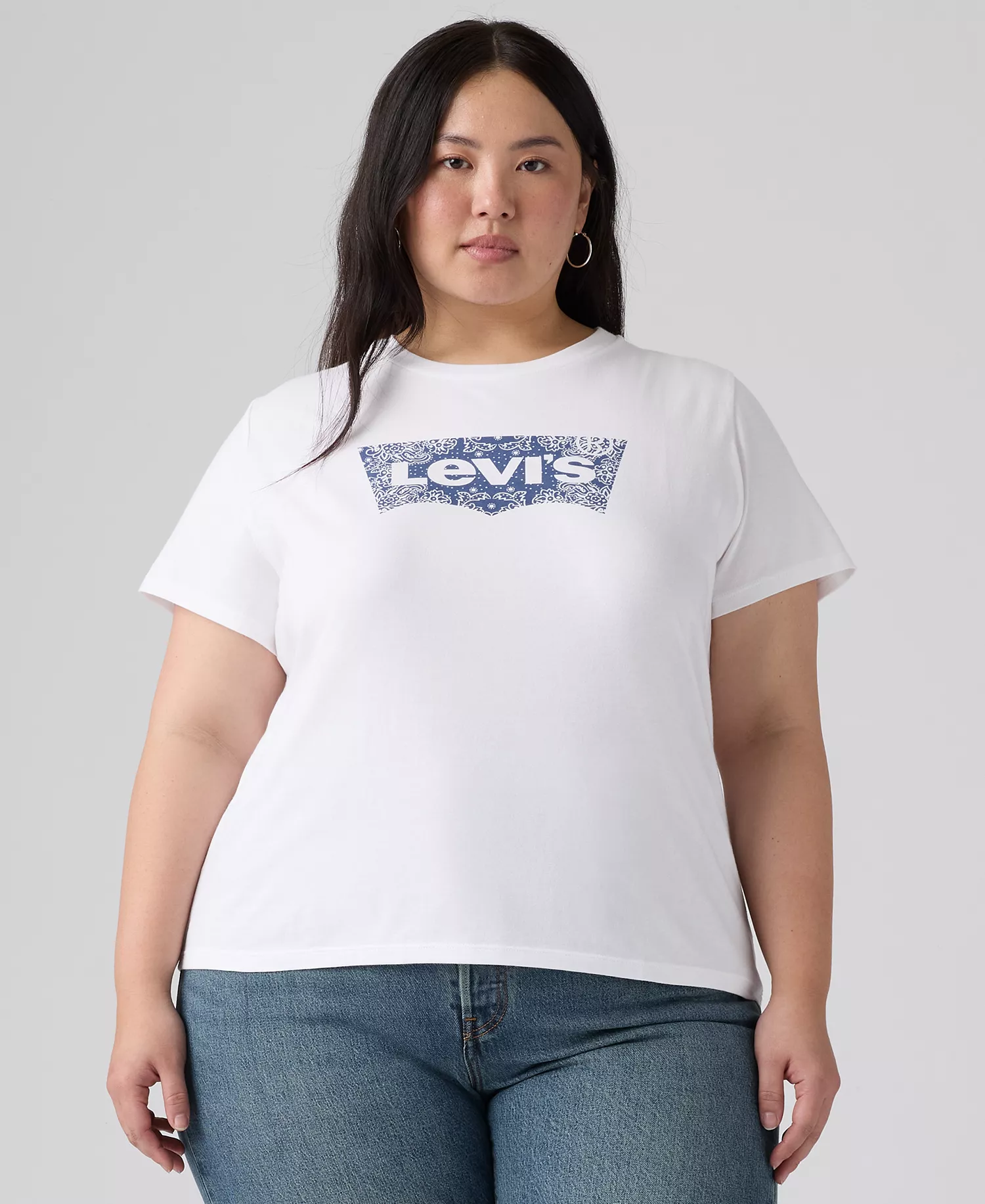 Trendy Plus Size Perfect Logo Cotton T-Shirt - Bandana Bright White - 1X