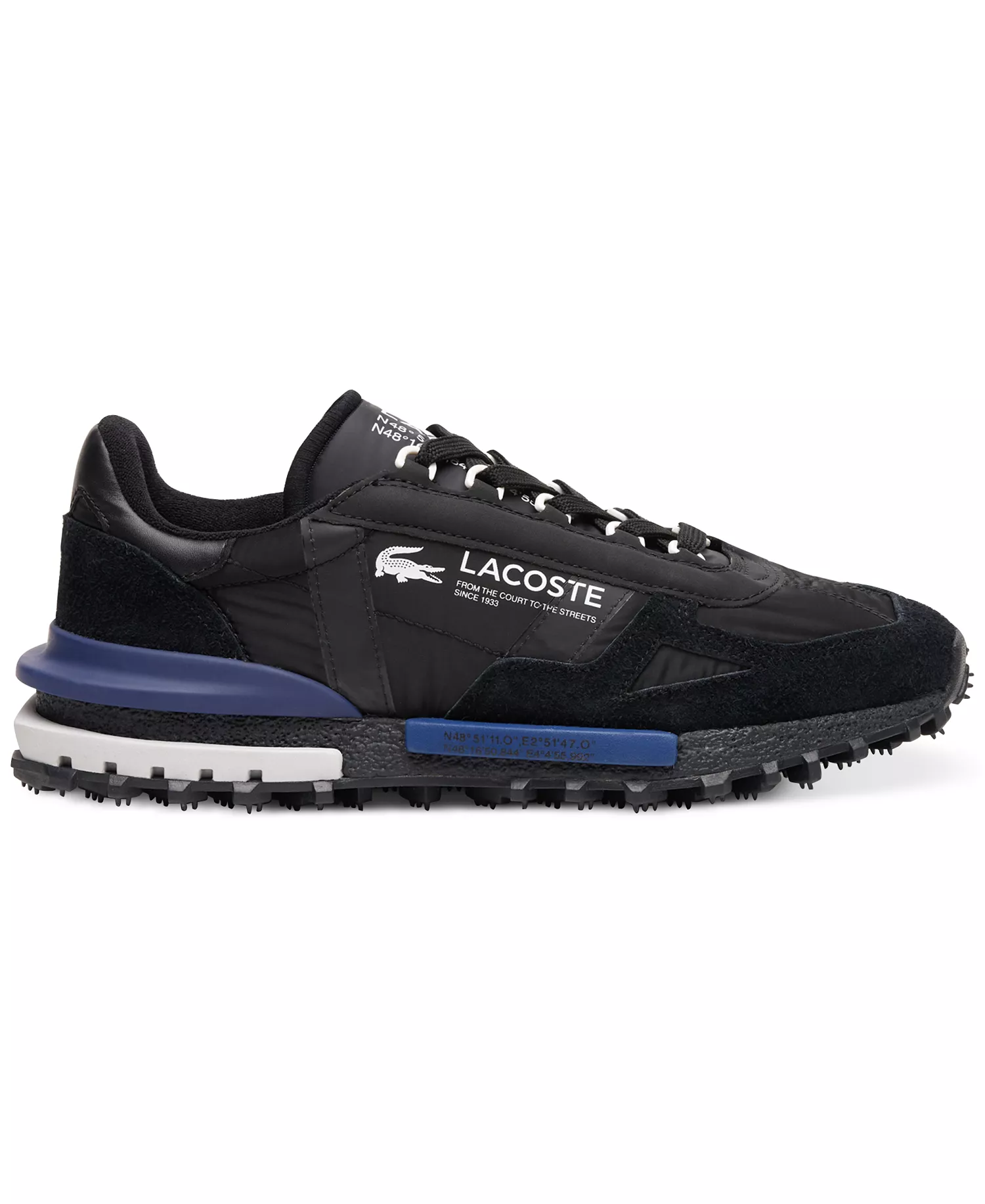 Men's Lacoste Elite Active Textile Sneakers - Black/Navy - 10.5M