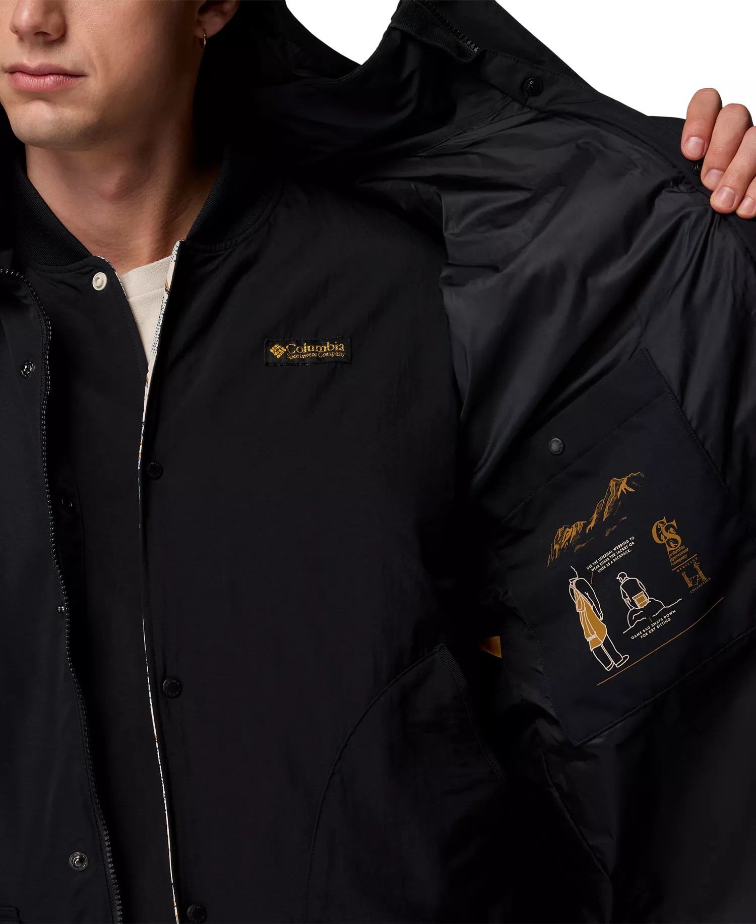 Men's High Cascades Interchange Reversible Bomber Jacket - Dark stone - M