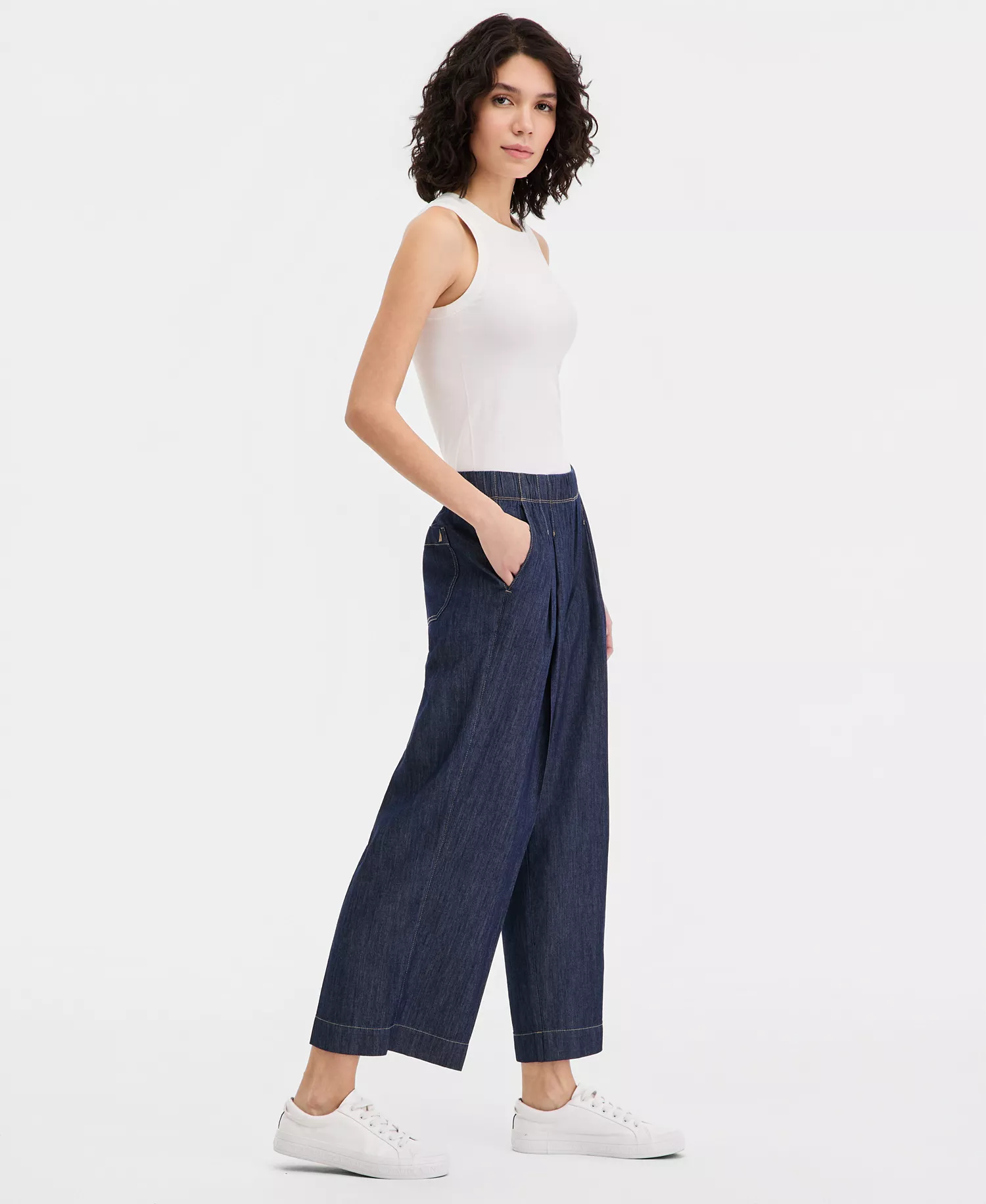 Jeans Women's Pleated-Waist Pants - Dark Azure - L