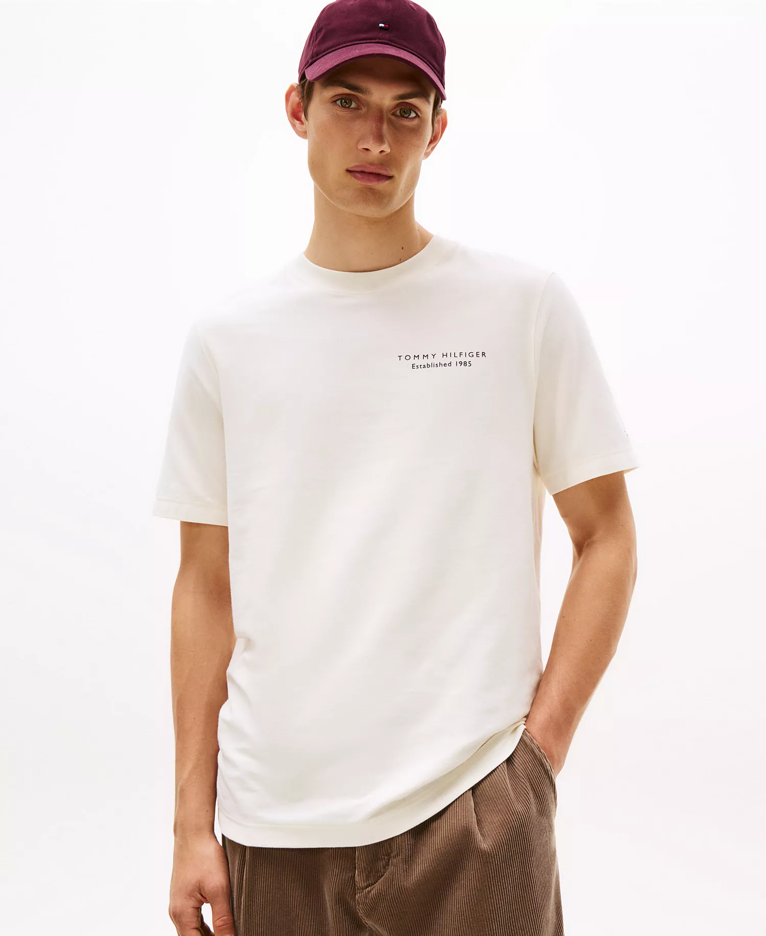 Men's Photo Print Graphic Cotton T-Shirt - Ivory Petal - S