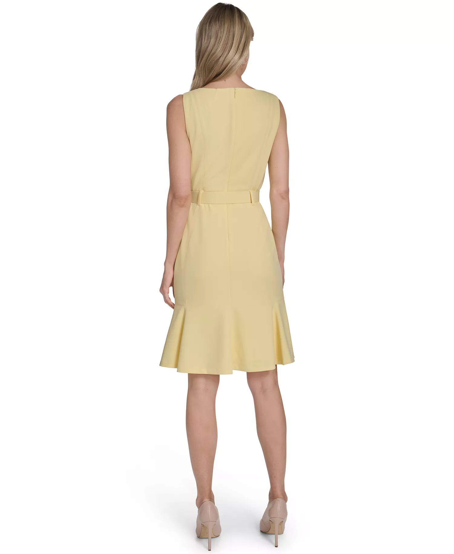 Petite Sleeveless Scuba Crepe Dress - Lemon Ice - 0P