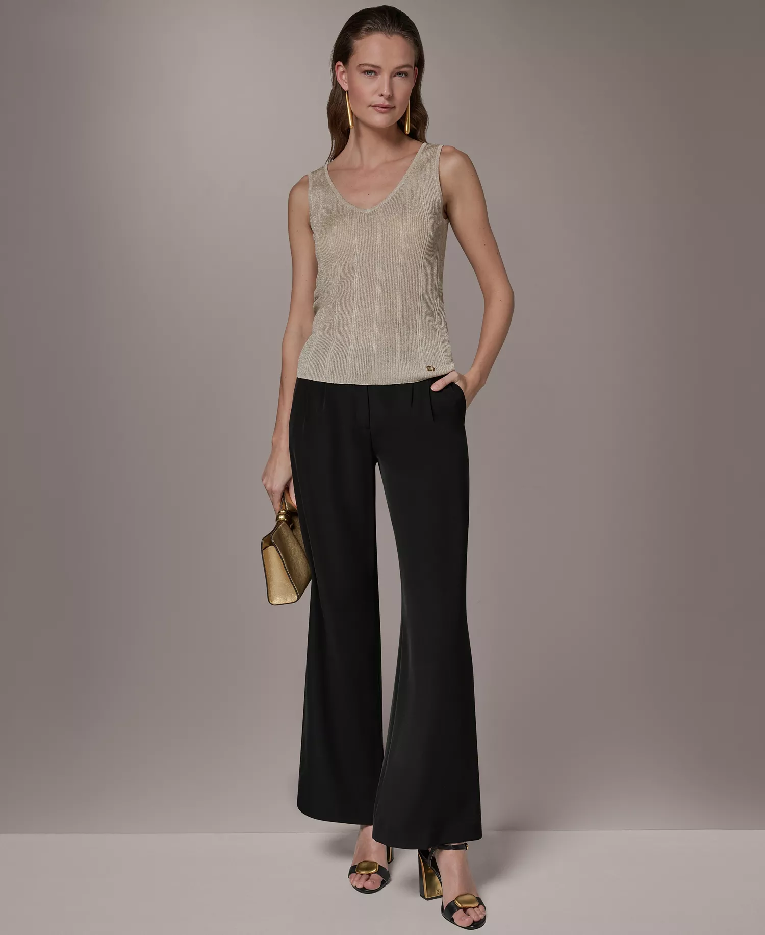 Women's Ribbed Tank Top - Light Gold - L