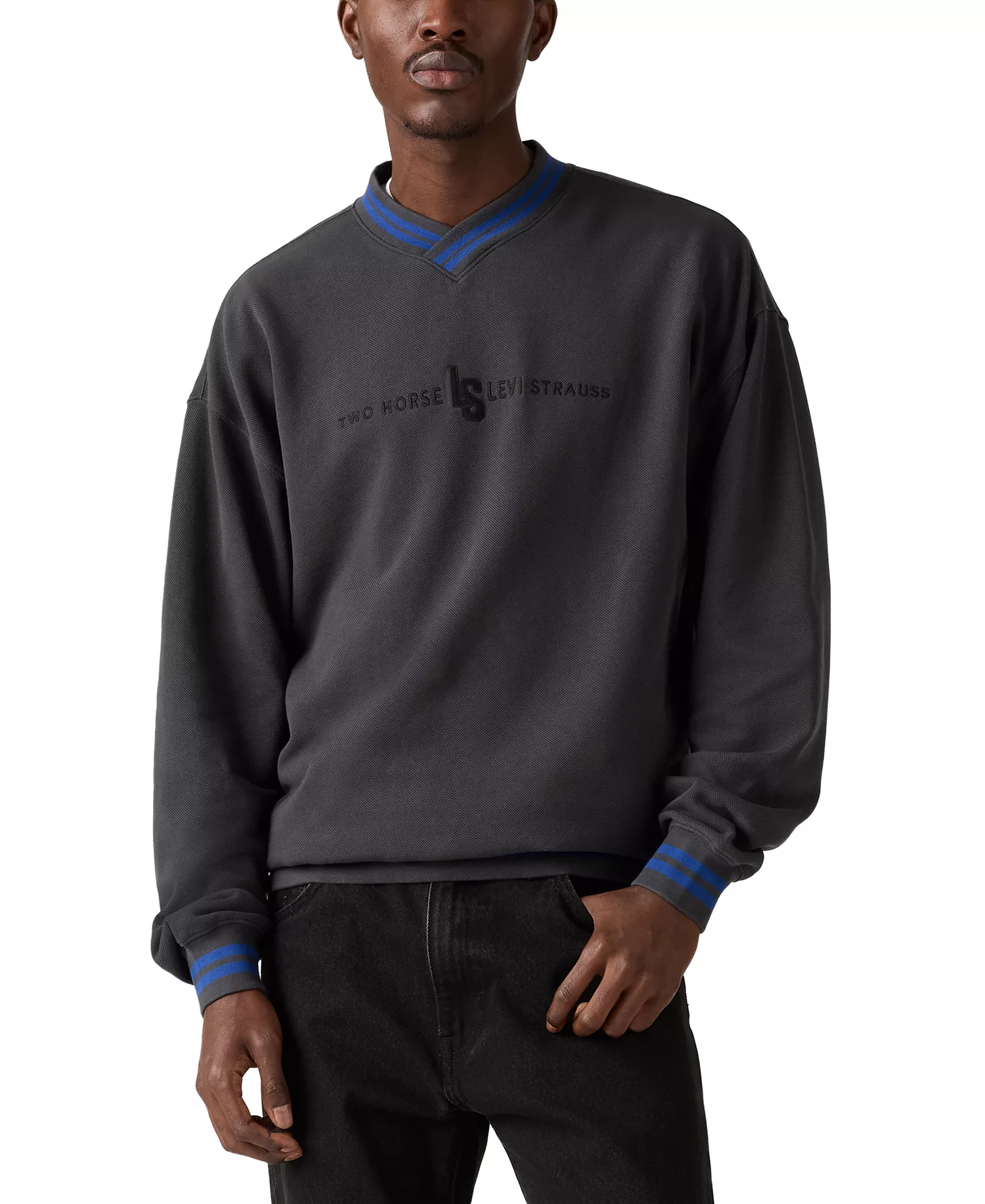 Men's V-Neck Long-Sleeve Sweatshirt - Phantom - 2XL