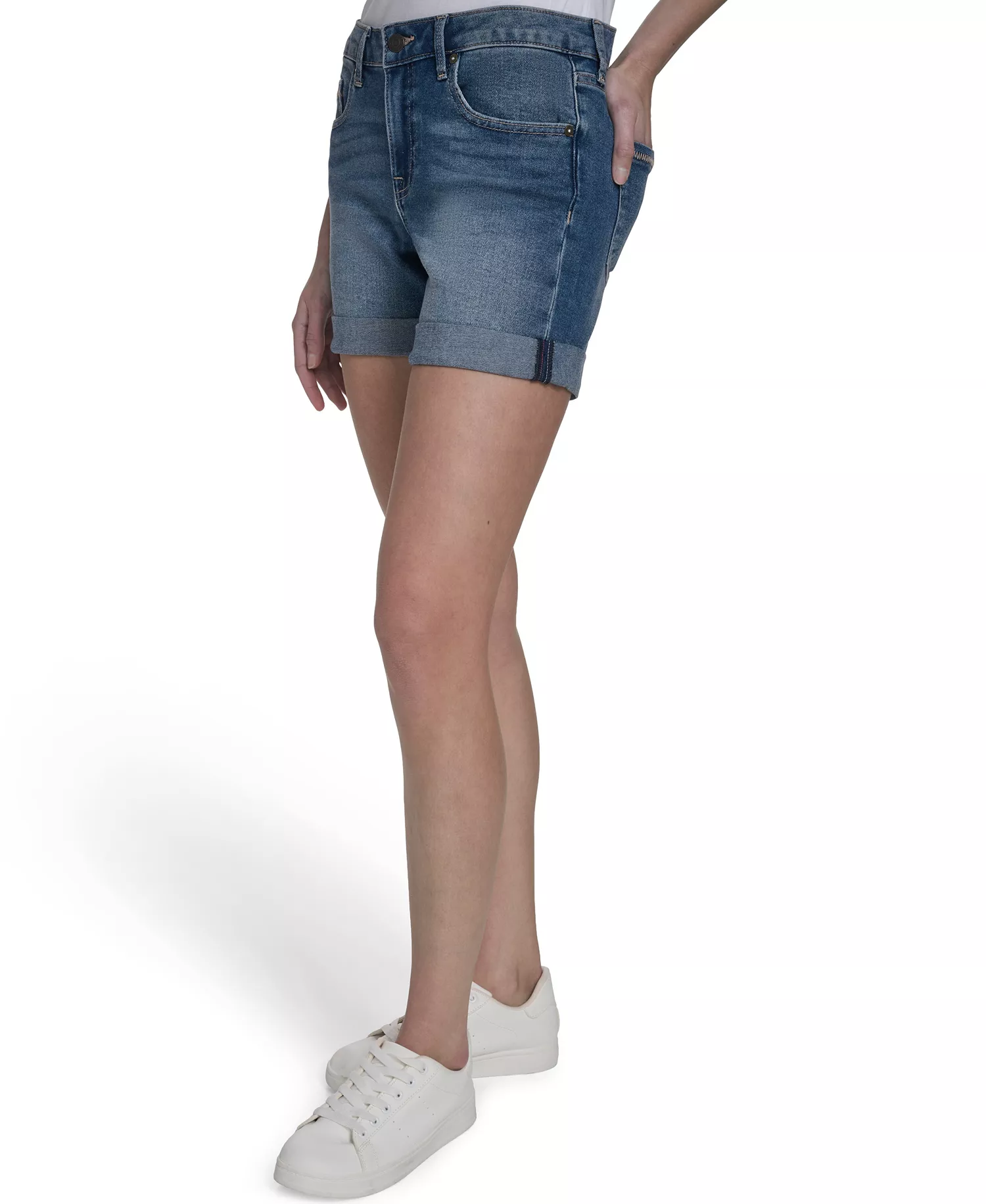 Women's Cuffed Denim Shorts - Vntge Blue - 10