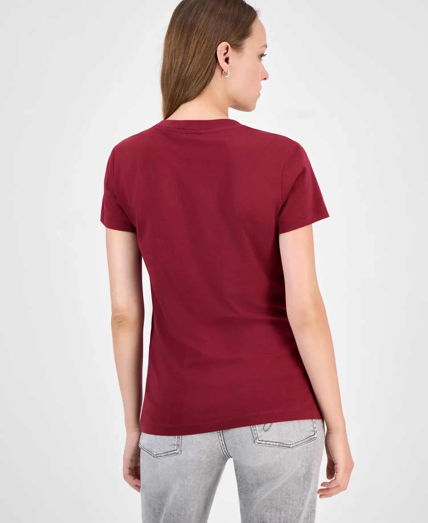 Women's Love Rhinestone T-Shirt - Dark Red - M