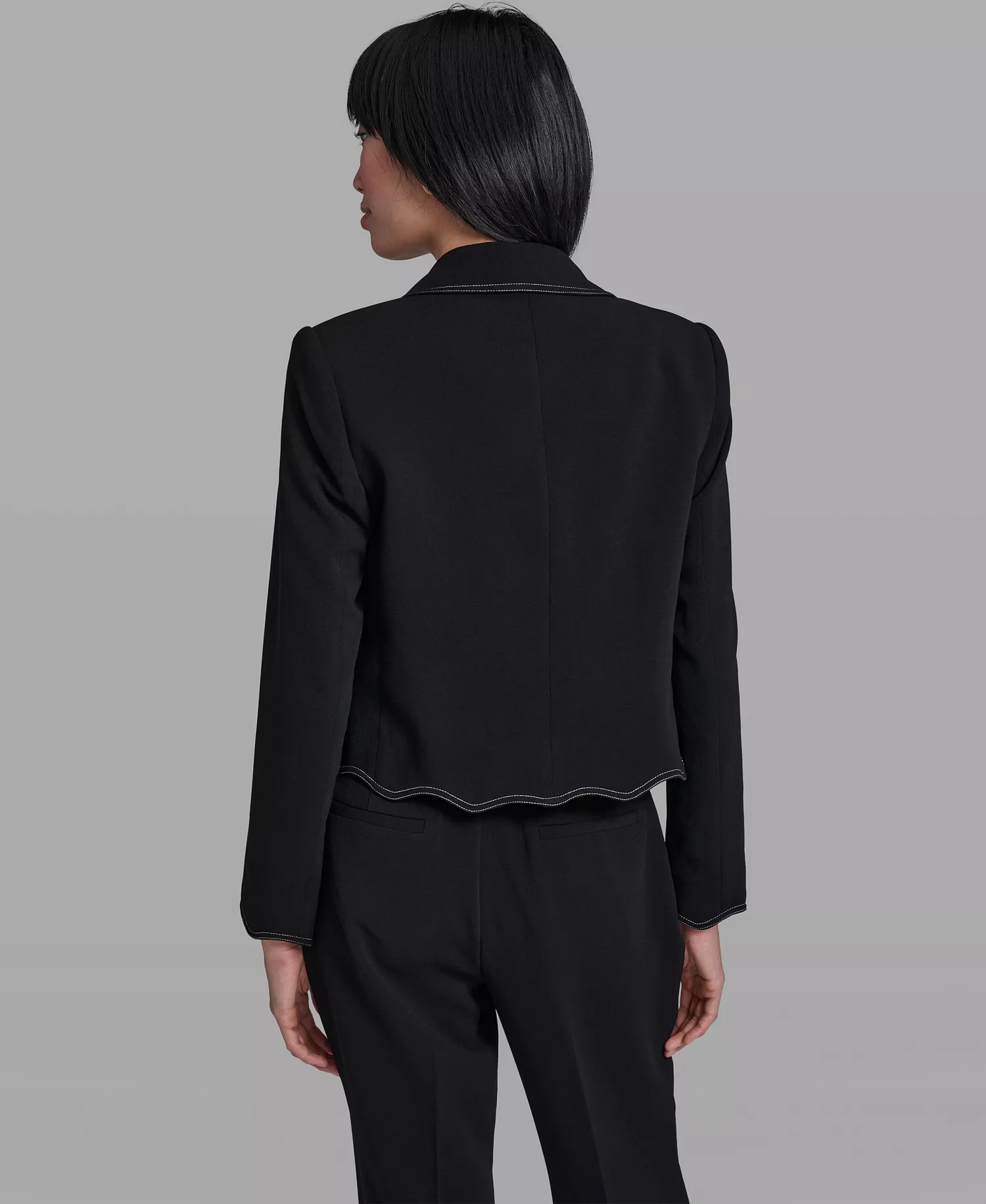 Women's Collared Long-Sleeve Jacket - Black - 0