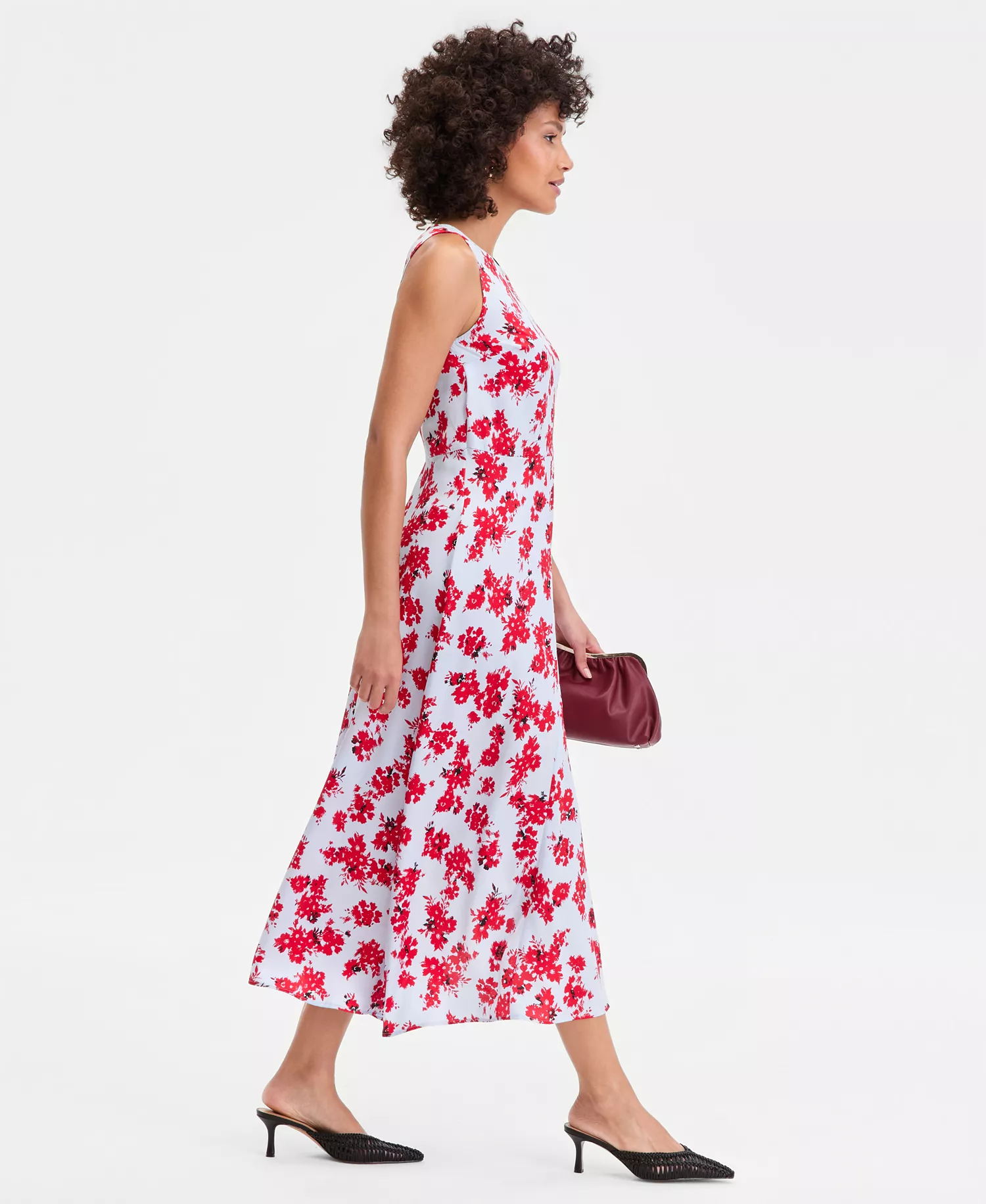 Women's Printed Sleeveless Asymmetrical-Hem Dress, Macy's Exclusive - Abia Bouquet - L