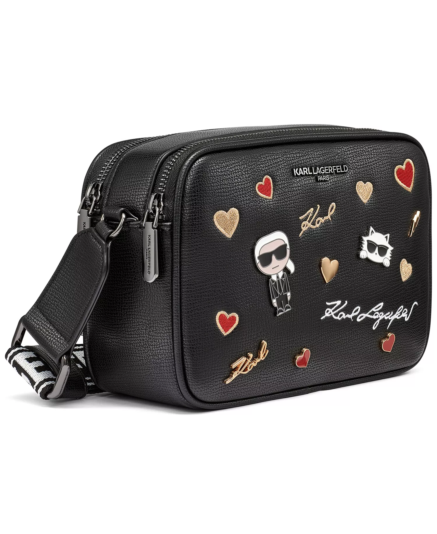 Maybelle Double Zip Top Crossbody Bag  - Black Combo - NO SIZE