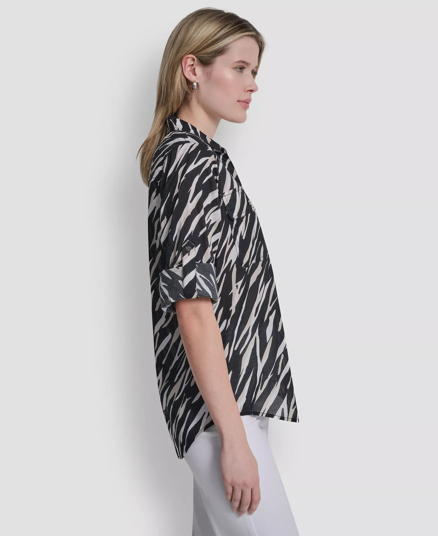 Women's Printed Long-Sleeve Shirt - Concrete Animal - L