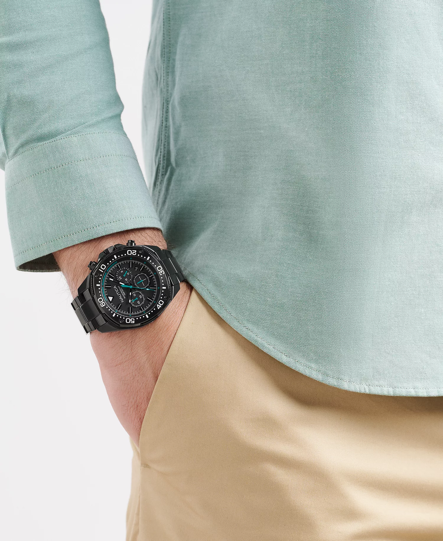 Men's Chronograph Black Stainless-Steel Watch, 46mm - Black - No Size