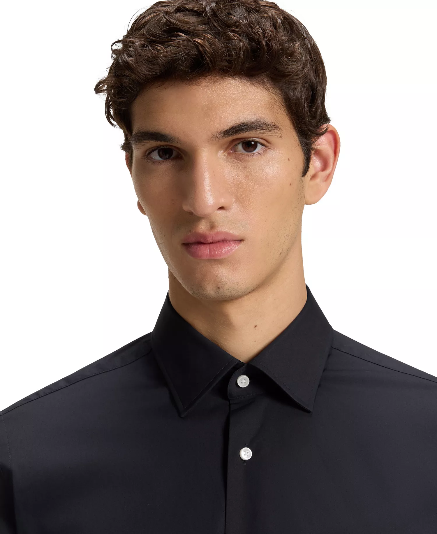 Men's Stretch-Cotton Regular-Fit Dress Shirt - Dark Blue - 15