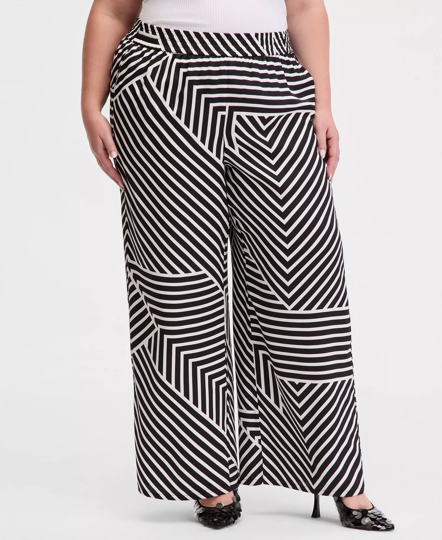 Plus Size Printed Wide-Leg Pull-On Pants, Macy's Exclusive  - Rilla Patch - 0X