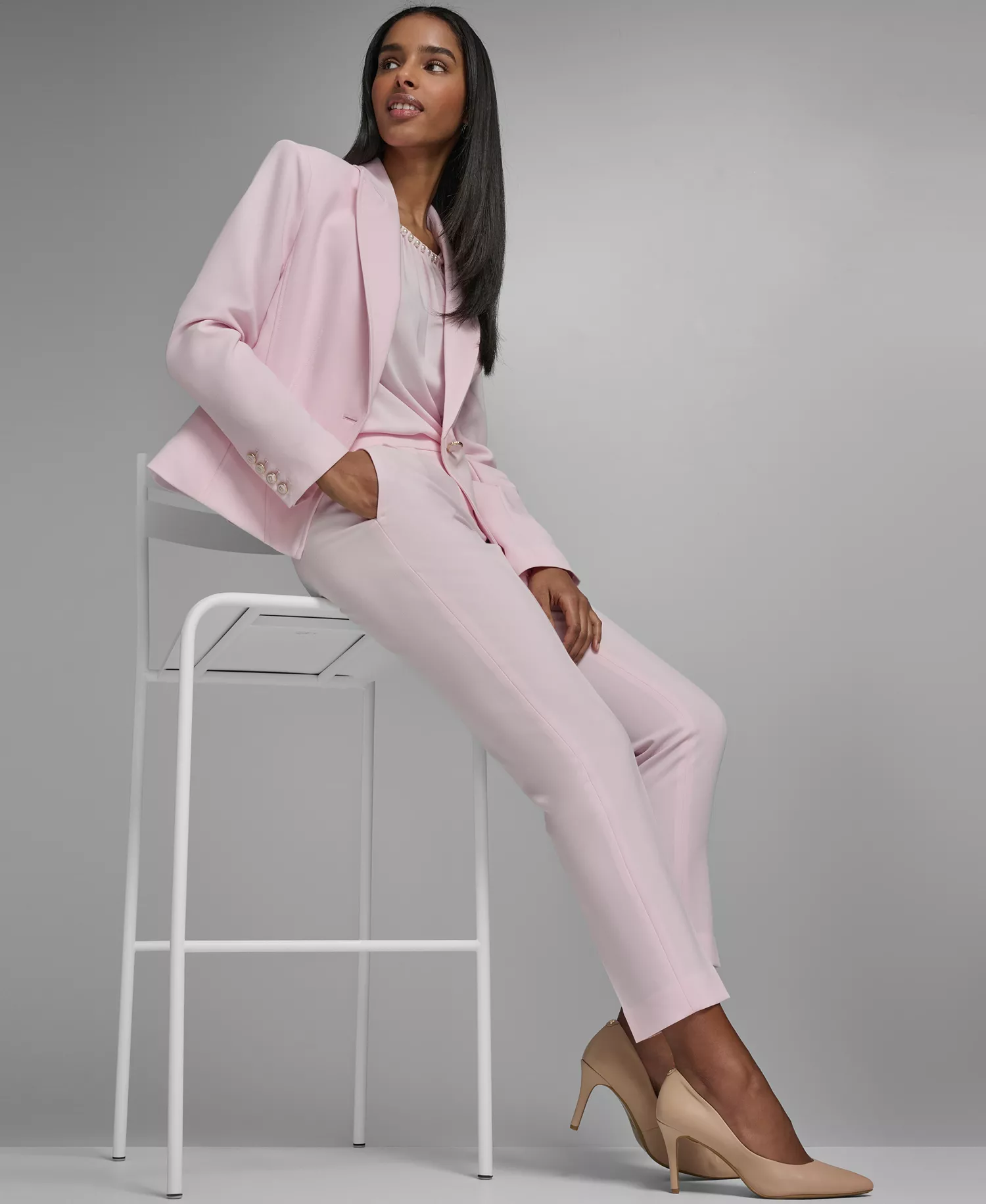 Women's Collared Woven Jacket - Ballet Slipper - 0