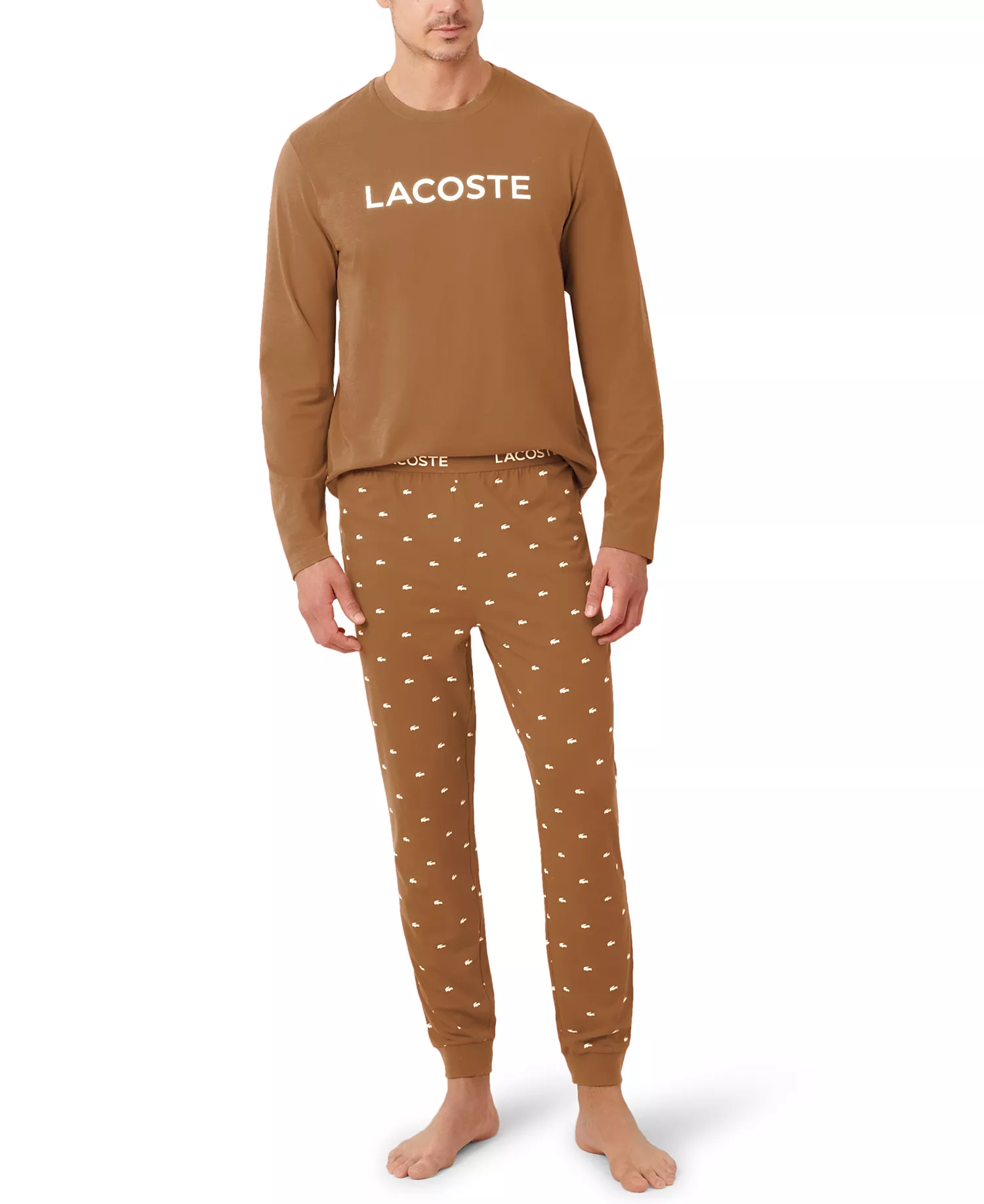 Men's 2-Piece Jersey Top and Pant Pajama Set - Cookie - L