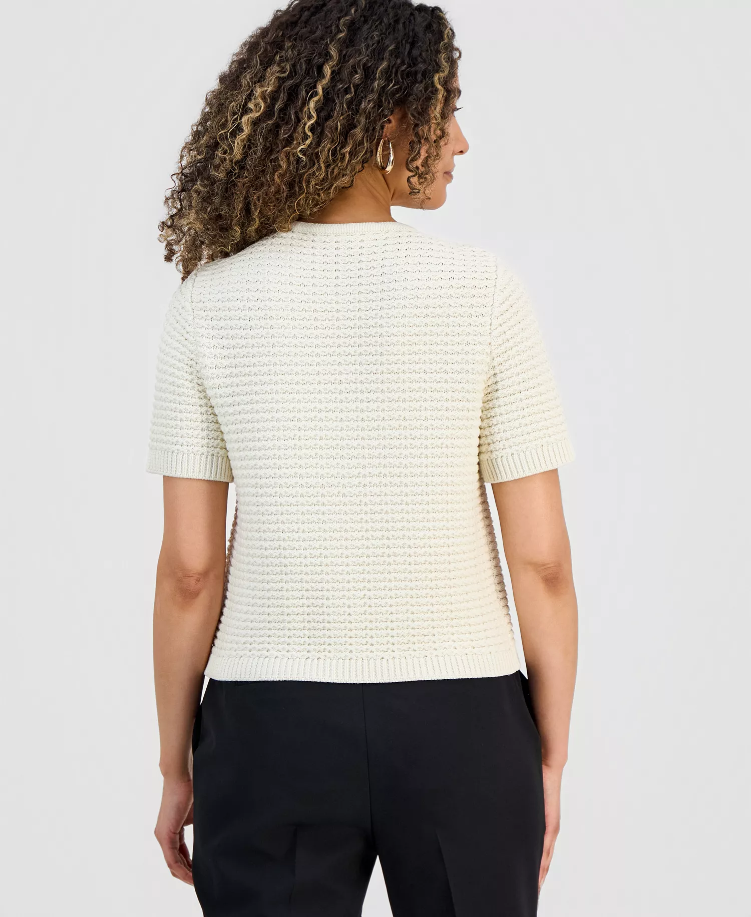 Petite Short-Sleeve Cardigan, Macy's Exclusive - Vintage Cream - P/L