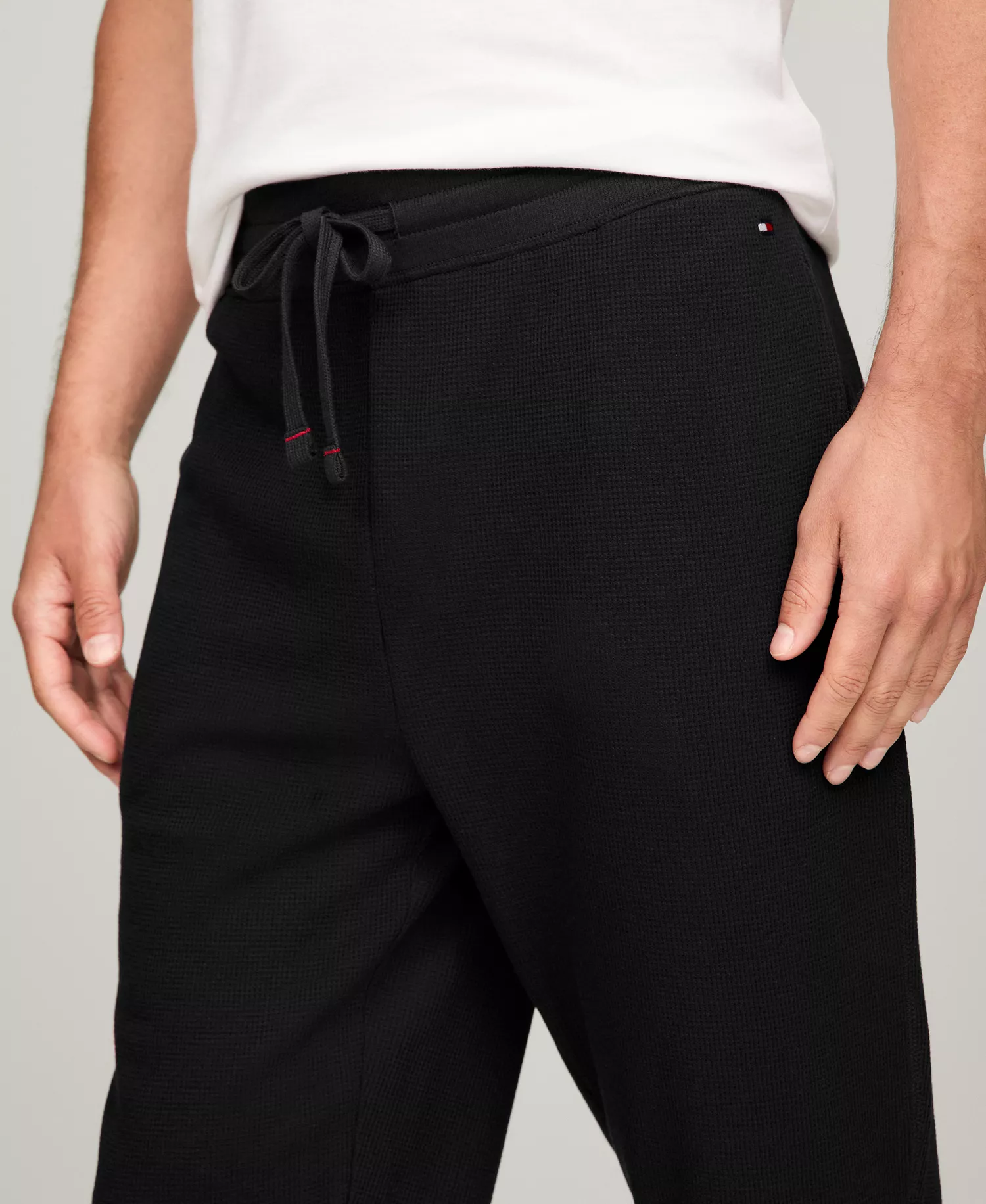 Men's Classic-Fit Waffle-Knit Thermal Pajama Joggers - Black - 2XL