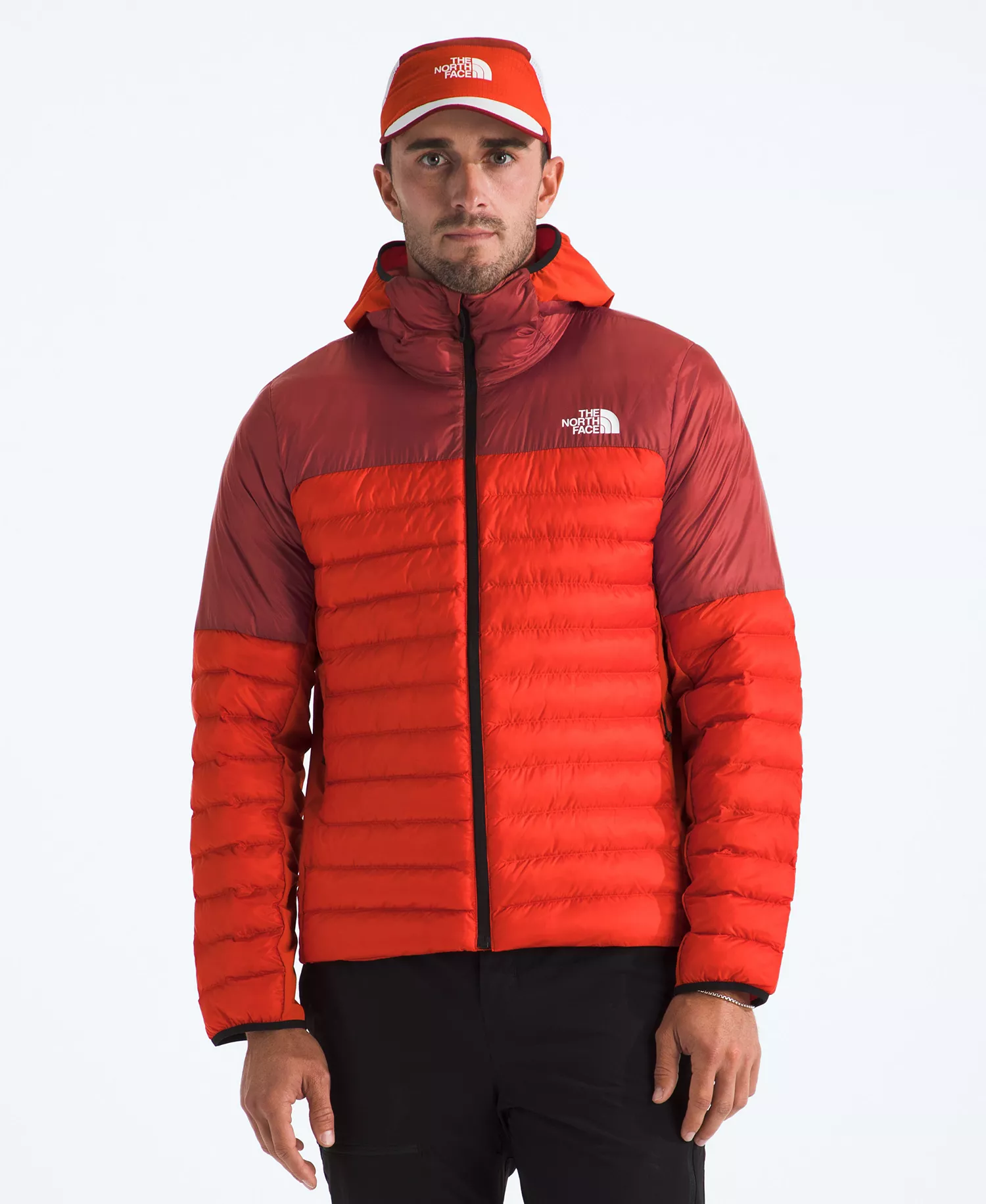 Men's Terra Peak Hybrid Hooded Puffer Jacket - Lava Red/Iron Clay - 2XL