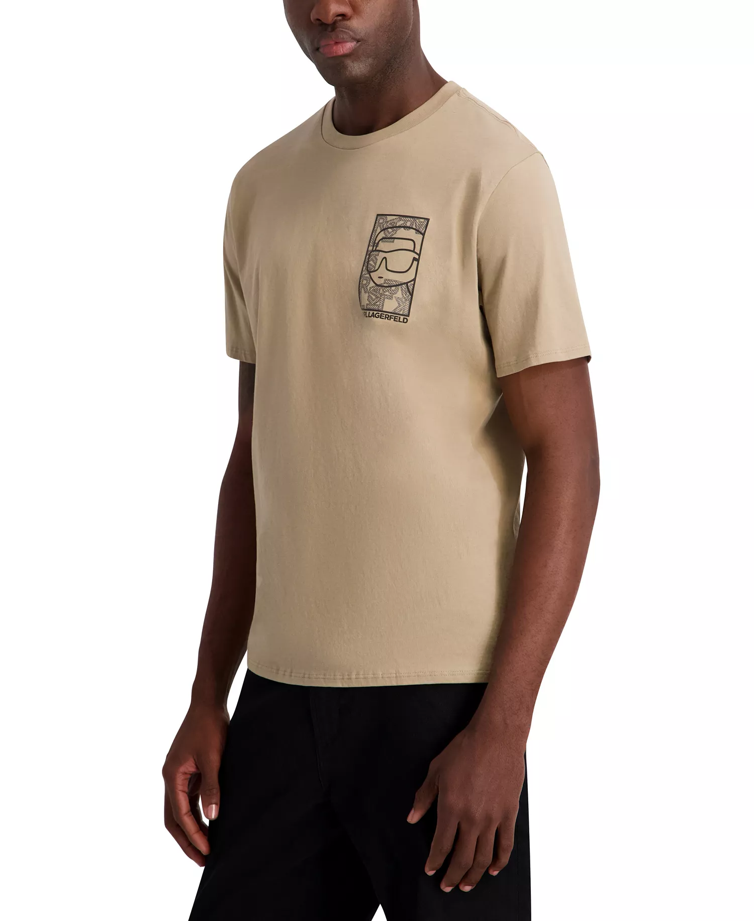 Men's Rubberized Textured Printed T-Shirt - Beige - 2XL