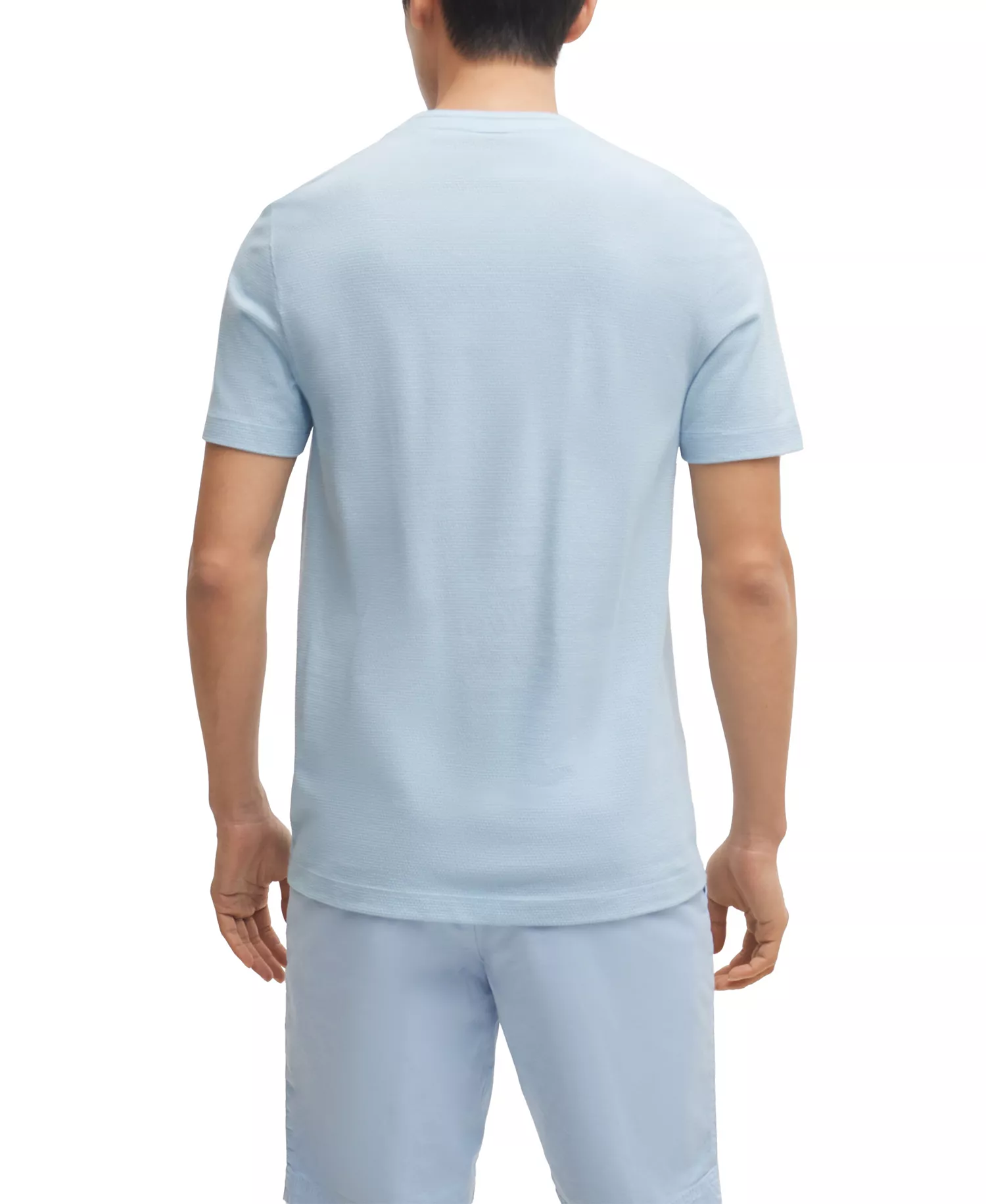 Men's Bubble-Jacquard Structure T-shirt - Open Blue - L