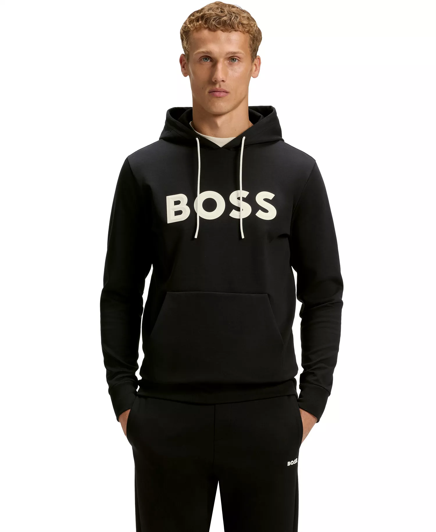 Men's Cotton-Blend Logo Hoodie - Black - 3XL