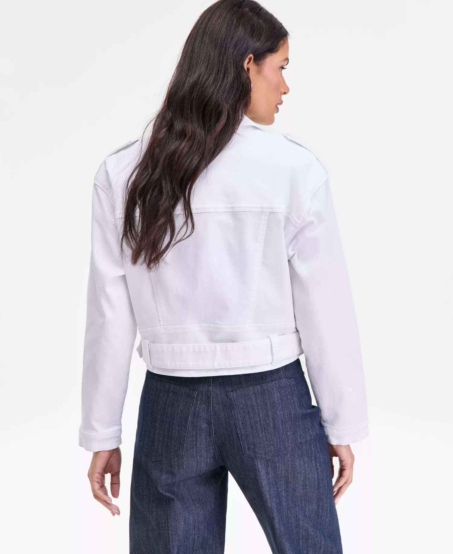 Women's Belted Moto Jacket, Macy's Exclusive - Bright White - L
