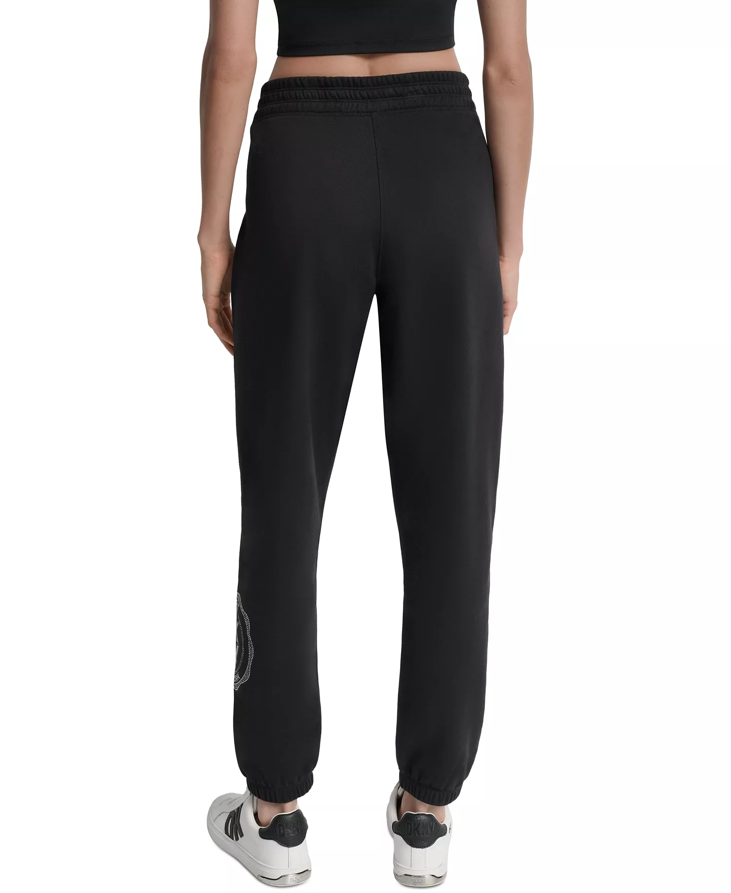 Women's Embellished Medallion-Logo Joggers - Black/ Eggnog - L