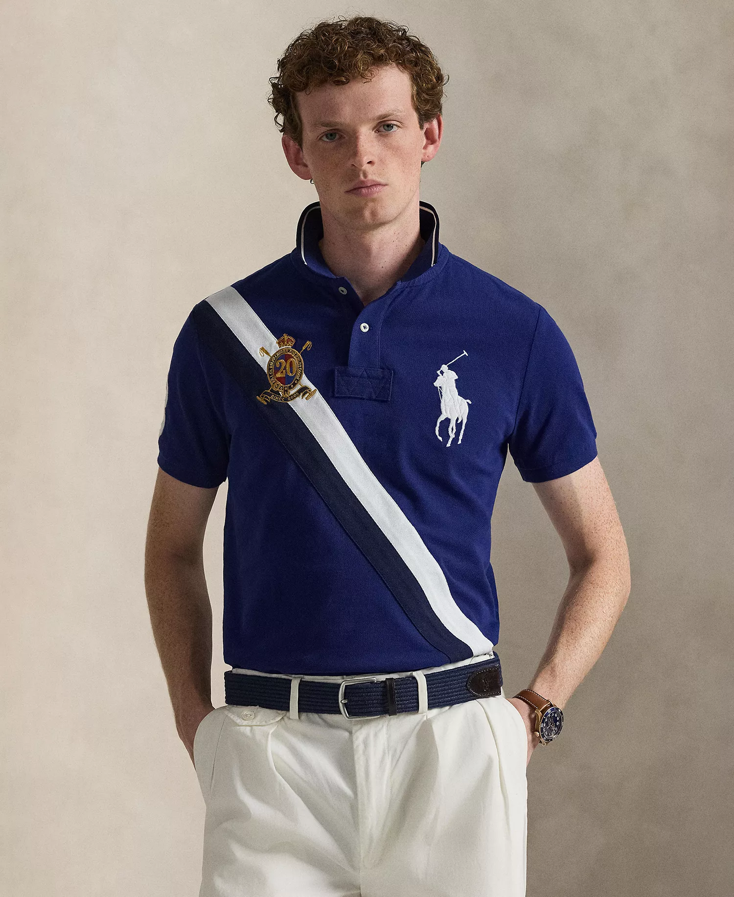 Men's Custom Slim-Fit 20th Anniversary Polo Shirt - Fall Royal - L