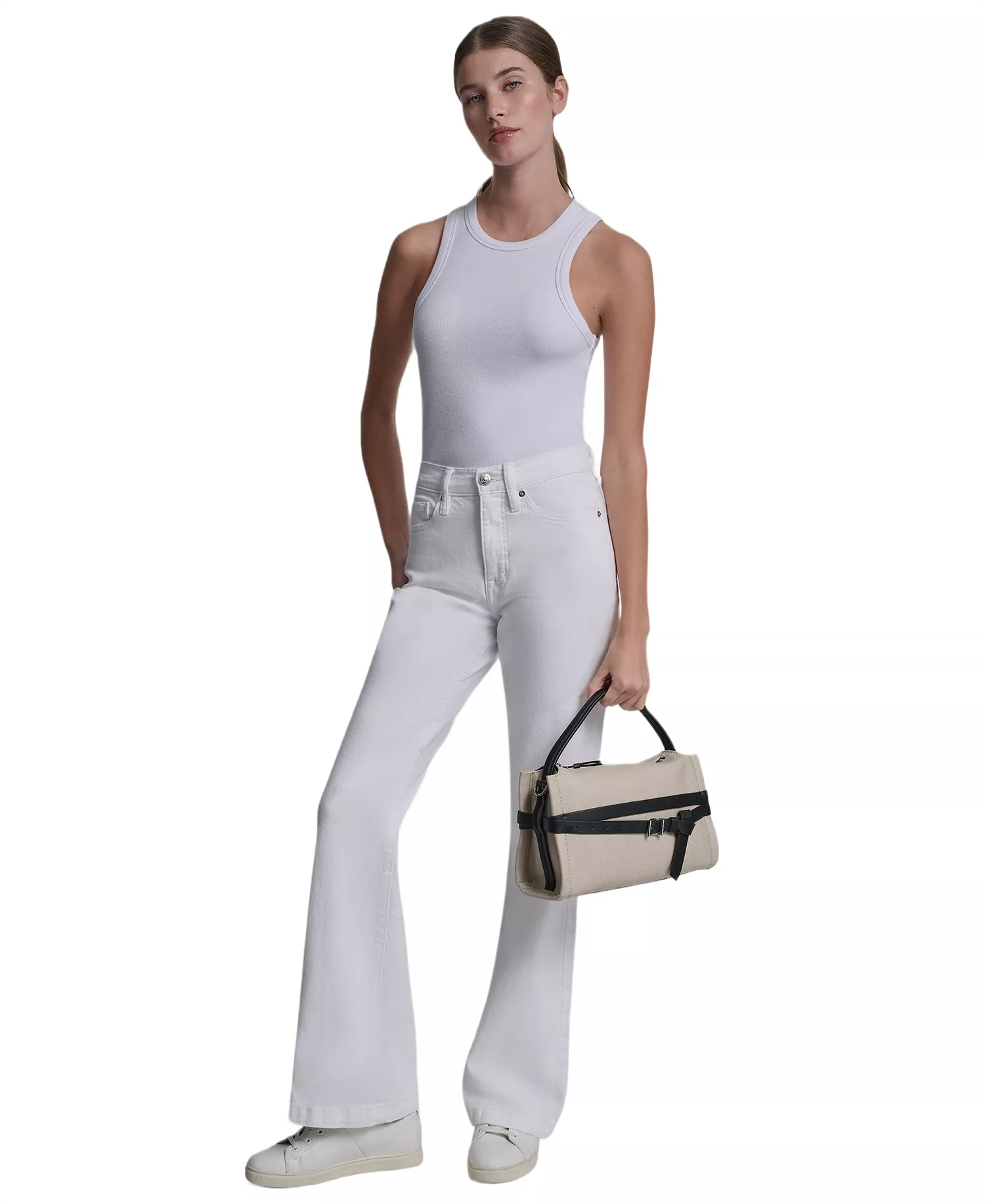 Bridie Silver-Tone Hardware Small Crossbody Bag - Natural/Black - No Size