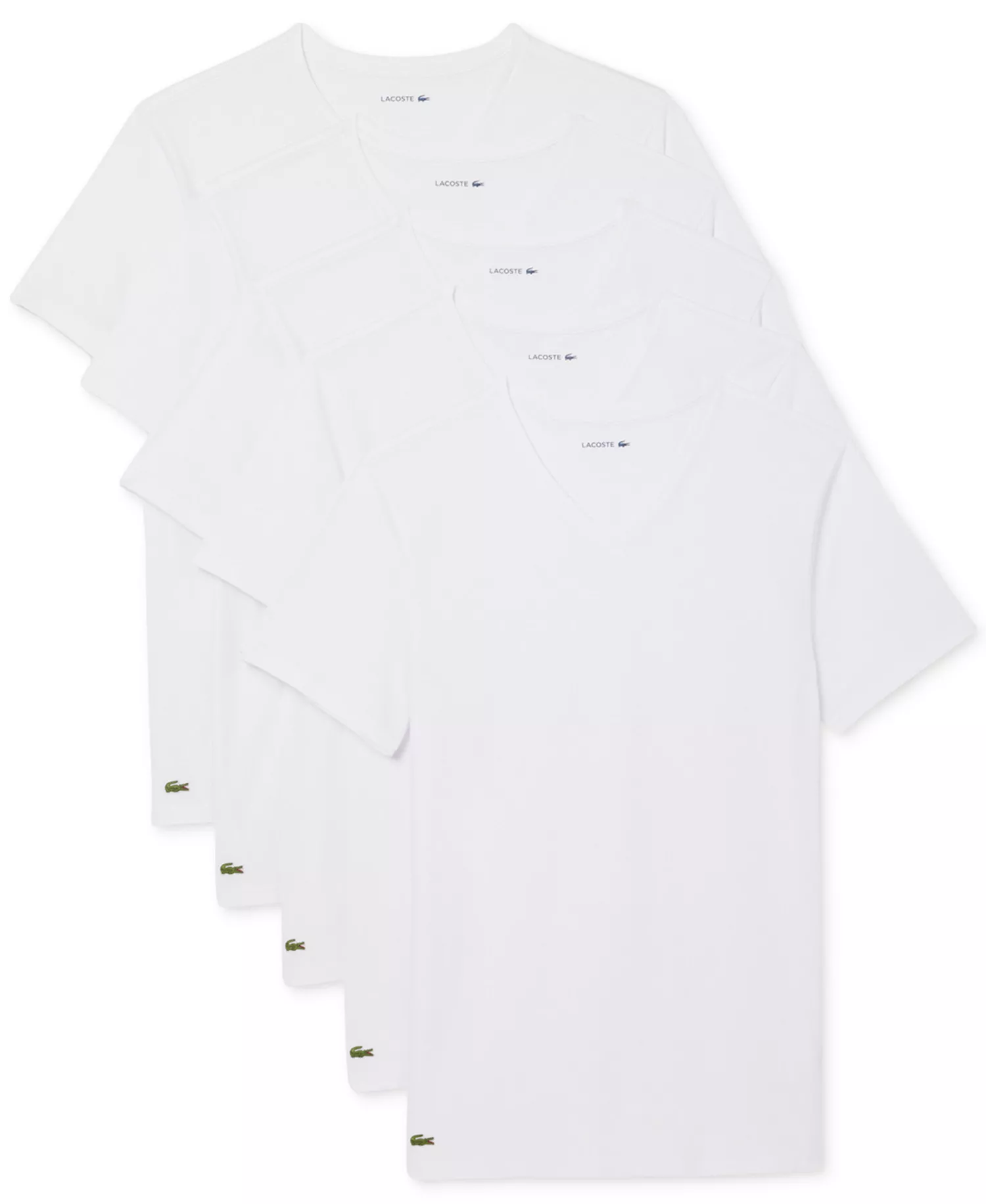 Men's 5-Pack Slim Fit V-Neck Cotton Undershirts - White - M