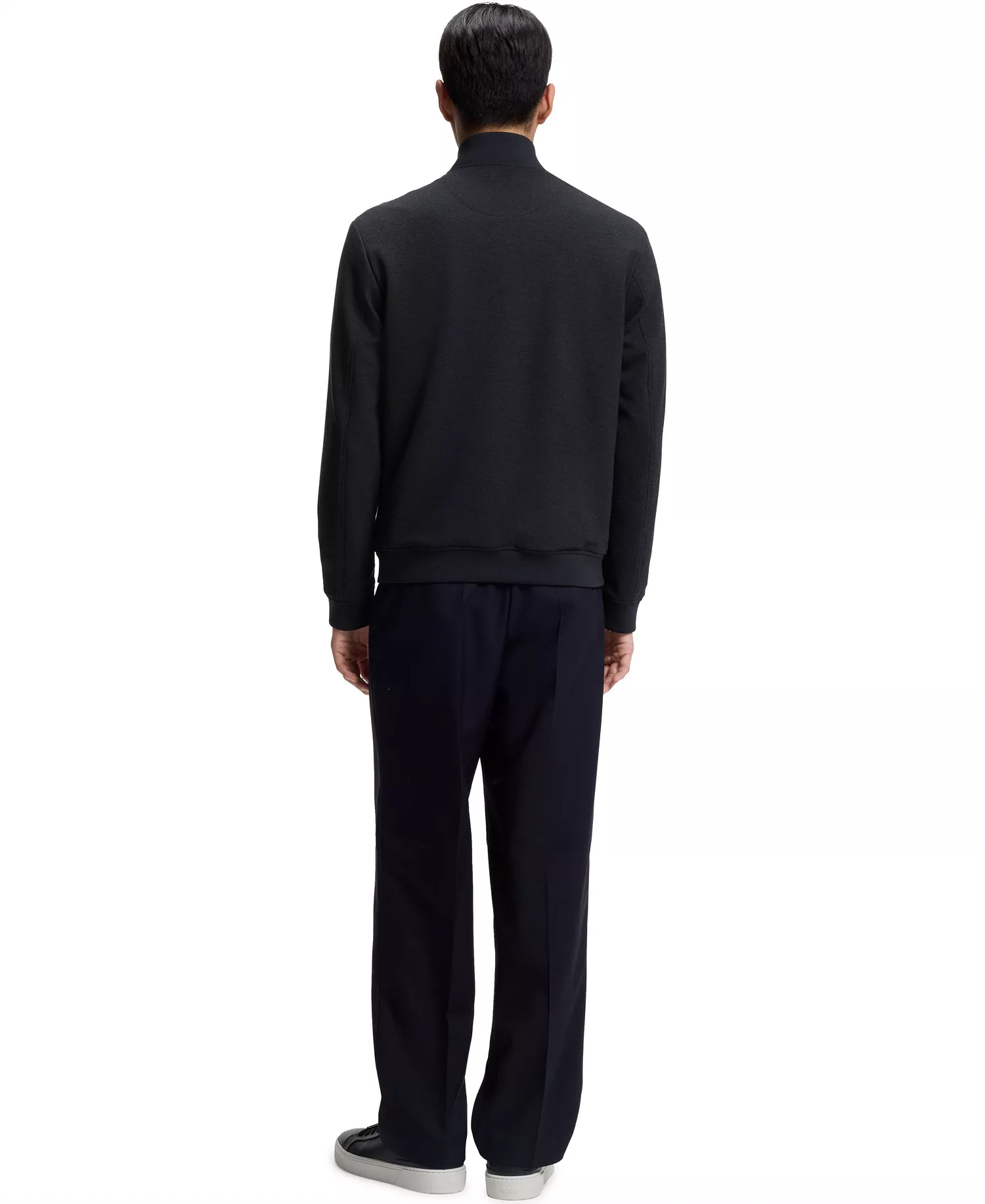 Men's Fabric Slim-Fit Jacket - Dark Blue - 36R