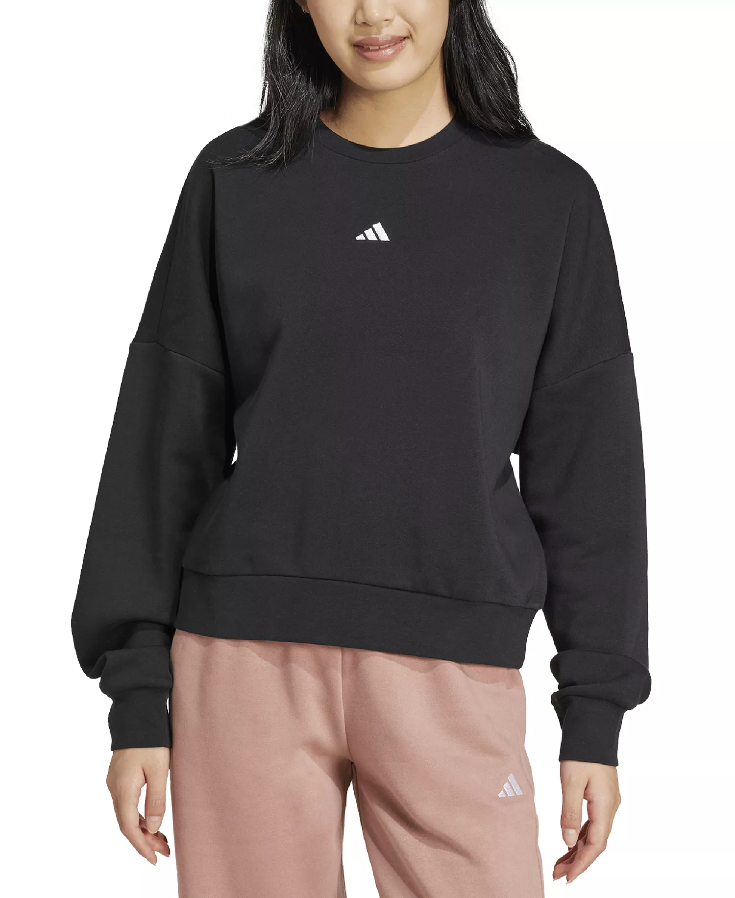 Women's Essentials Crewneck Small-Logo Sweatshirt  - Black/white - 2XL