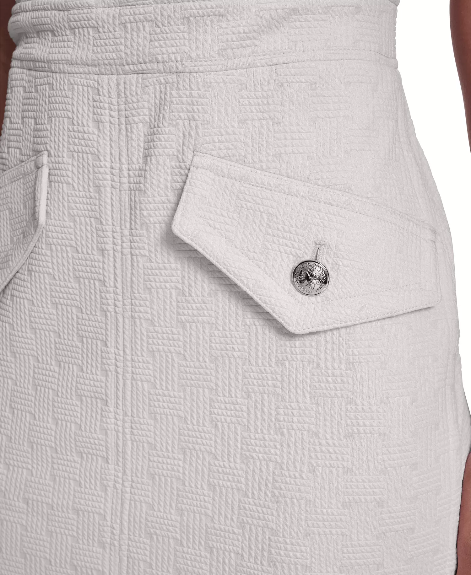 Women's Short-Sleeve Wicker Weave Shift Dress - Ivory - 10