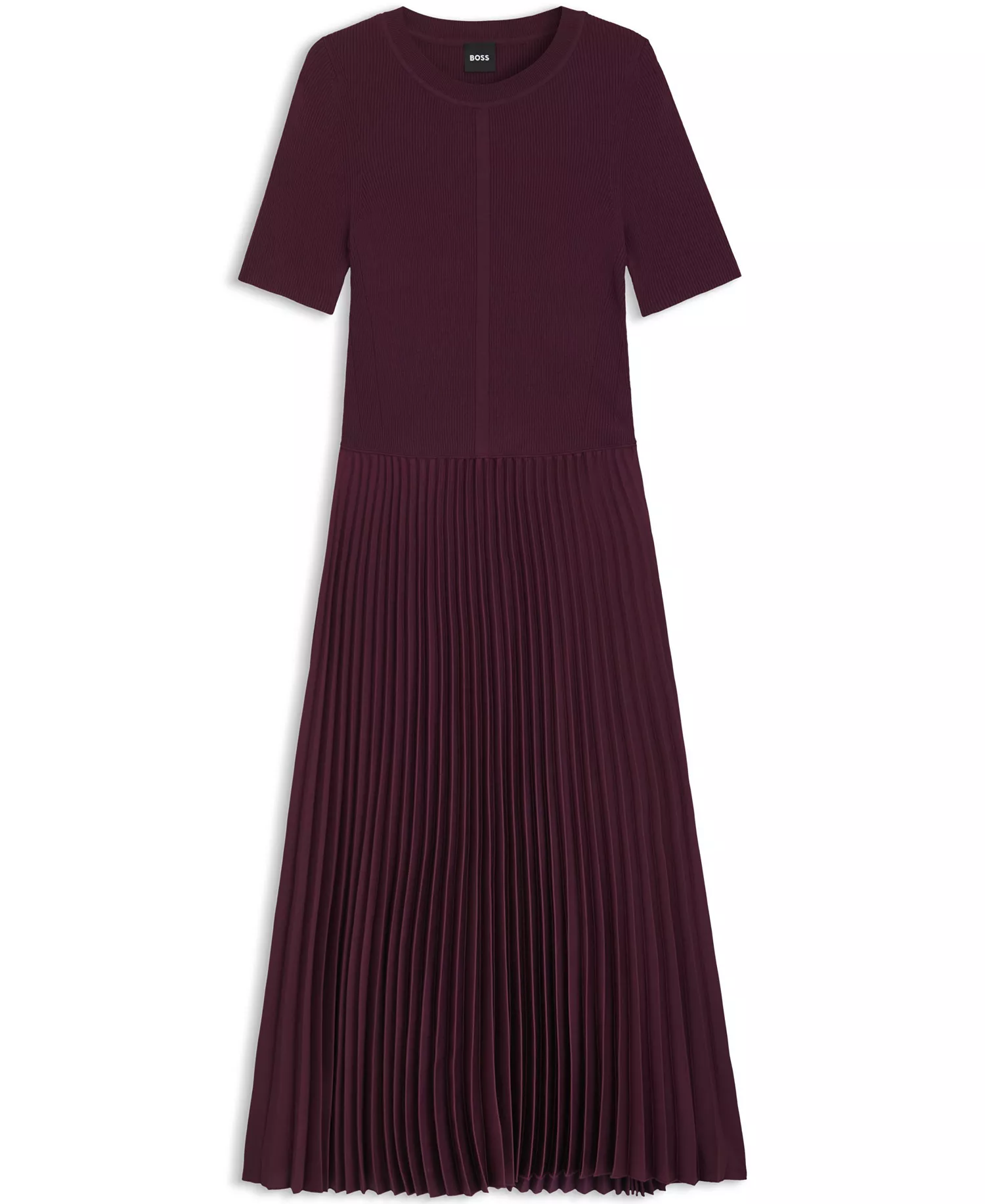 Women's Mixed-Material Dress - Purple - L