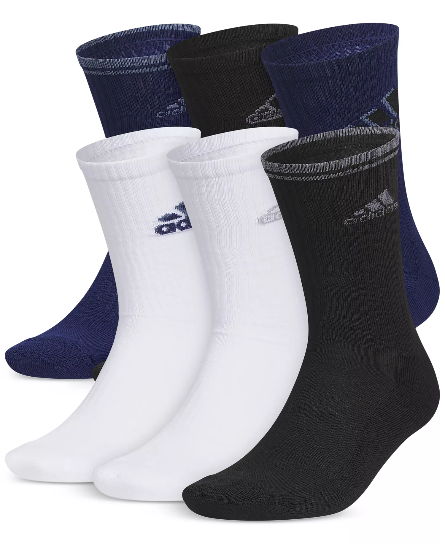 Men's 6pk. Athletic Cushioned Crew Socks - Dark Blue/white/black - ONE SIZE