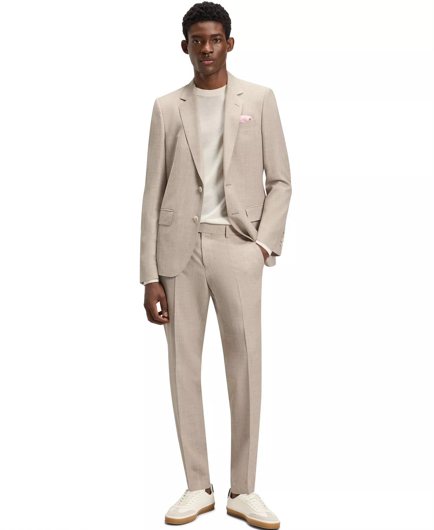 BECKHAM x BOSS Men's Two-Piece Slim-Fit Suit - Open Beige - 36R