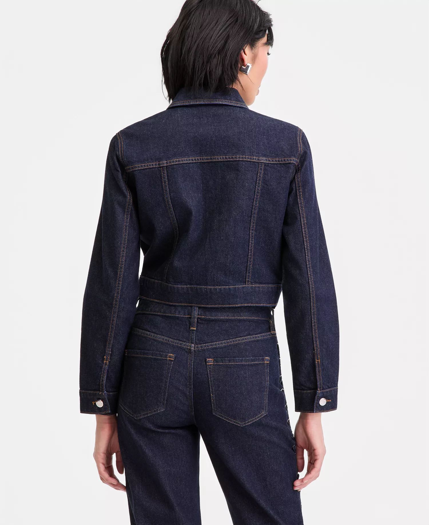 Women's Cropped Lace-Up Denim Jacket, Macy's Exclusive - Hudson Wash - L