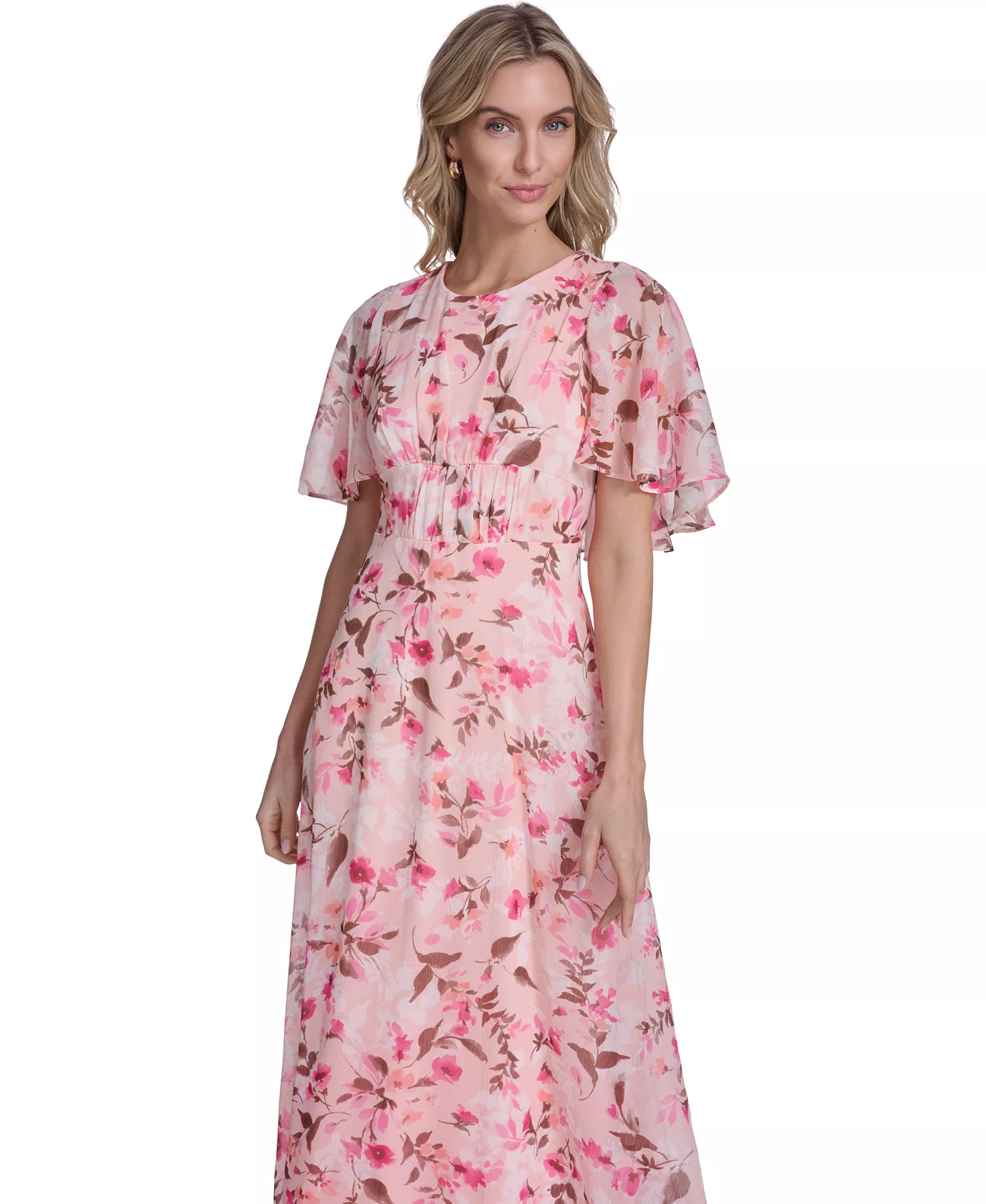 Women's Short-Sleeve Smocked Printed Dress - Blossom Multi - 10