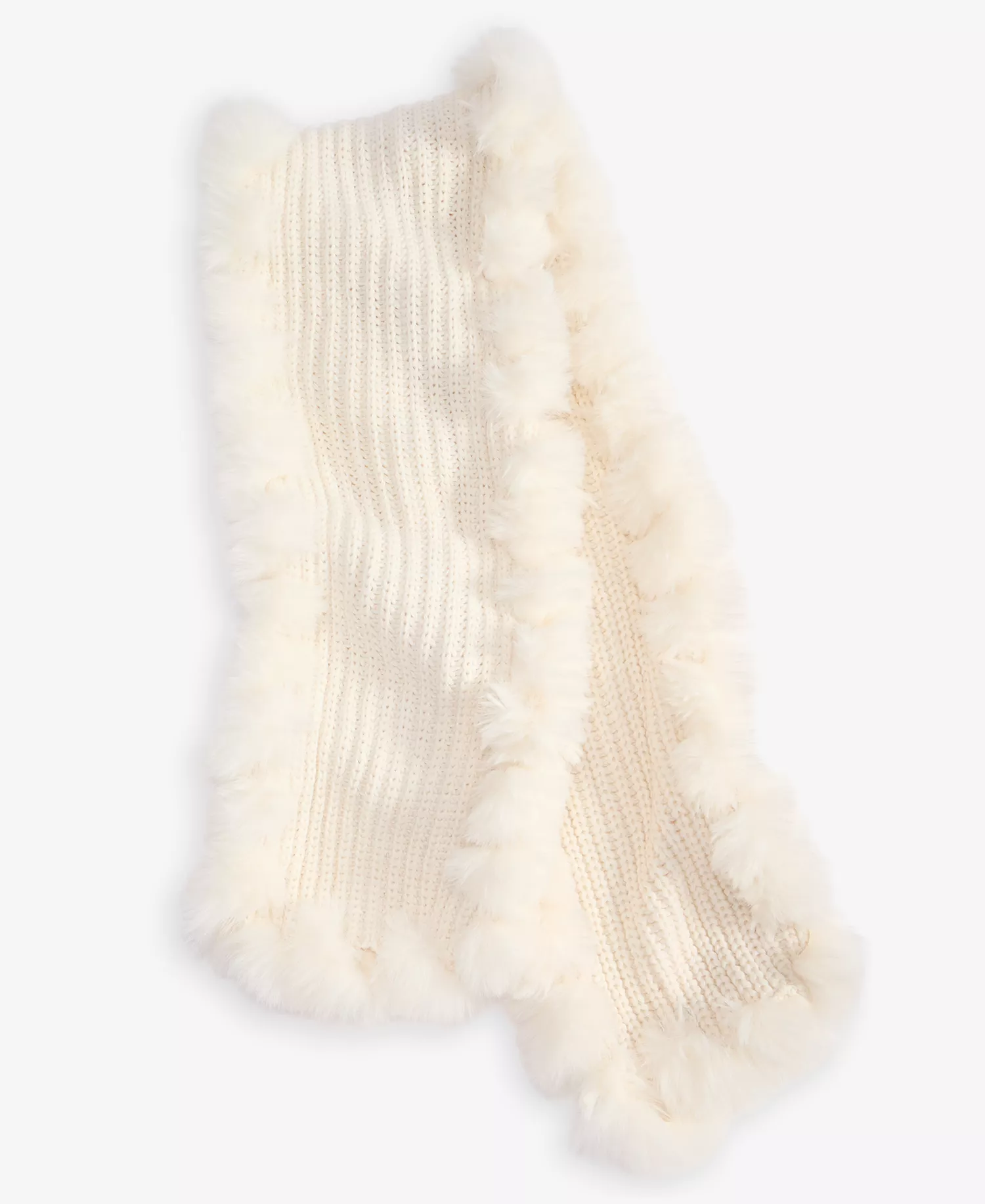 Knit Muffler with Faux Fur Trim, Macy's Exclusive - Ivory - ONE SIZE