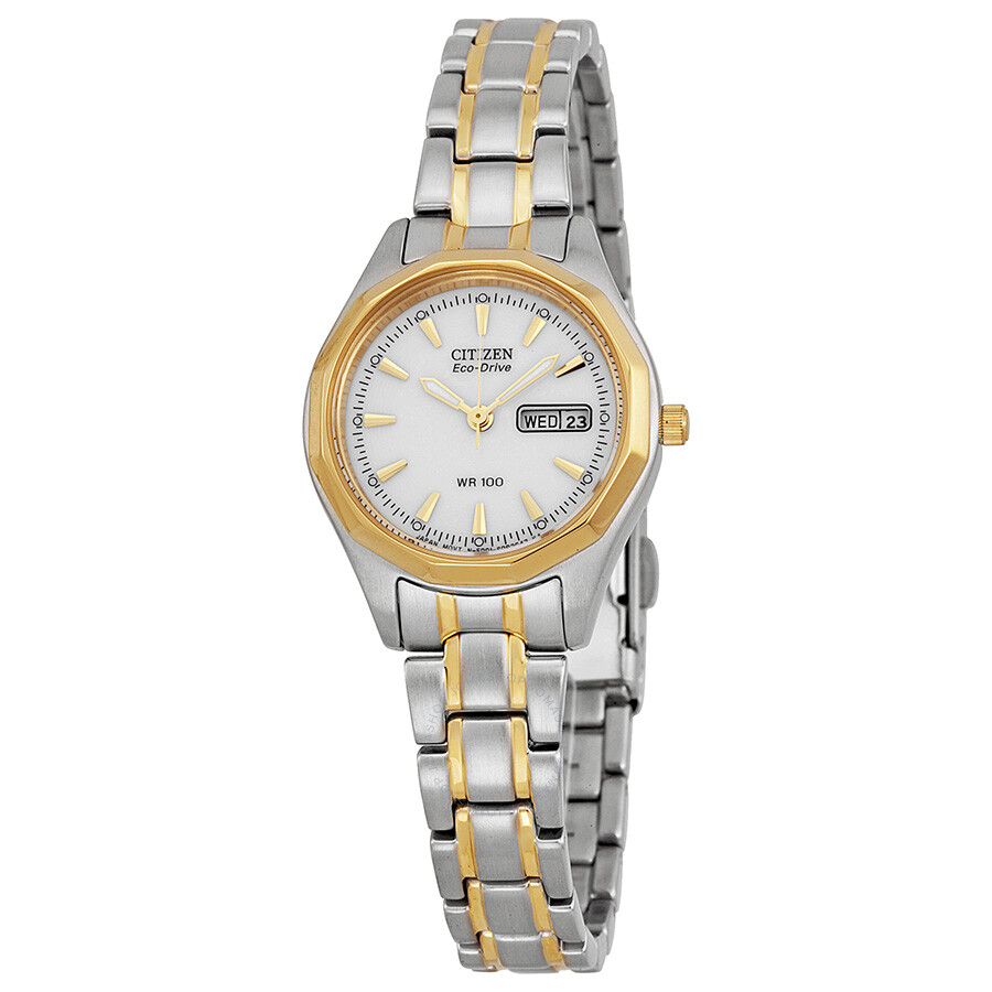 Citizen Eco-Drive Sport White Dial Two-tone Ladies Watch