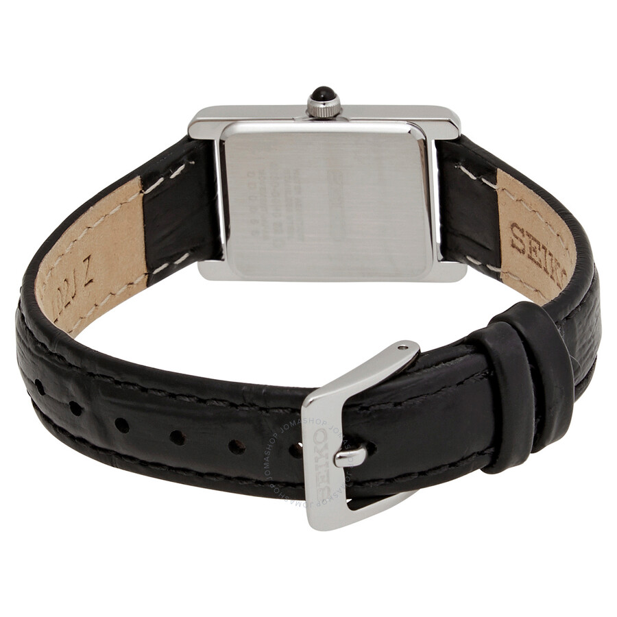 Seiko Quartz White Dial Black Leather Ladies Watch