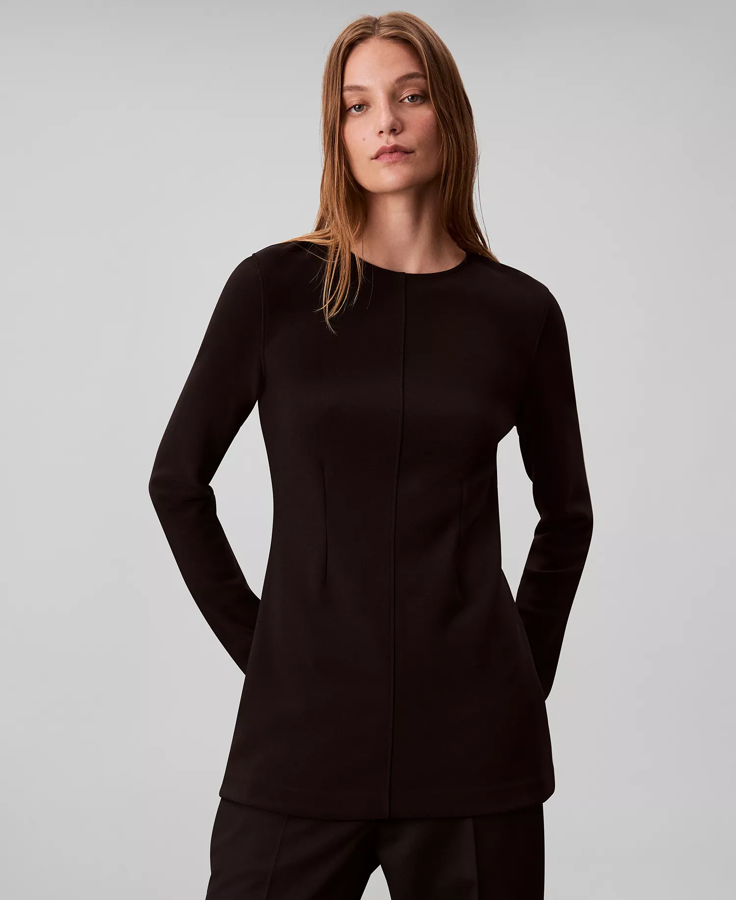 Women's Tailored Long Sleeve Tunic - Black - XS