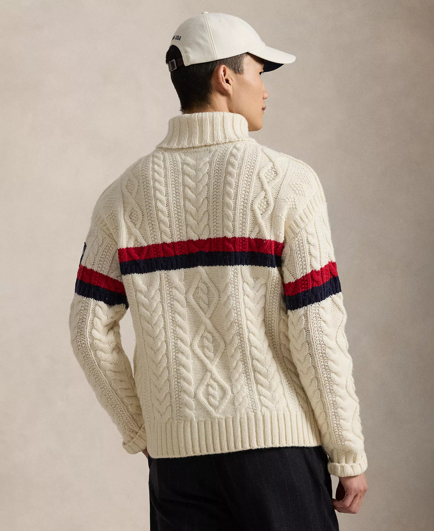 Team USA Wool Turtleneck Sweater - Cream Combo - XL