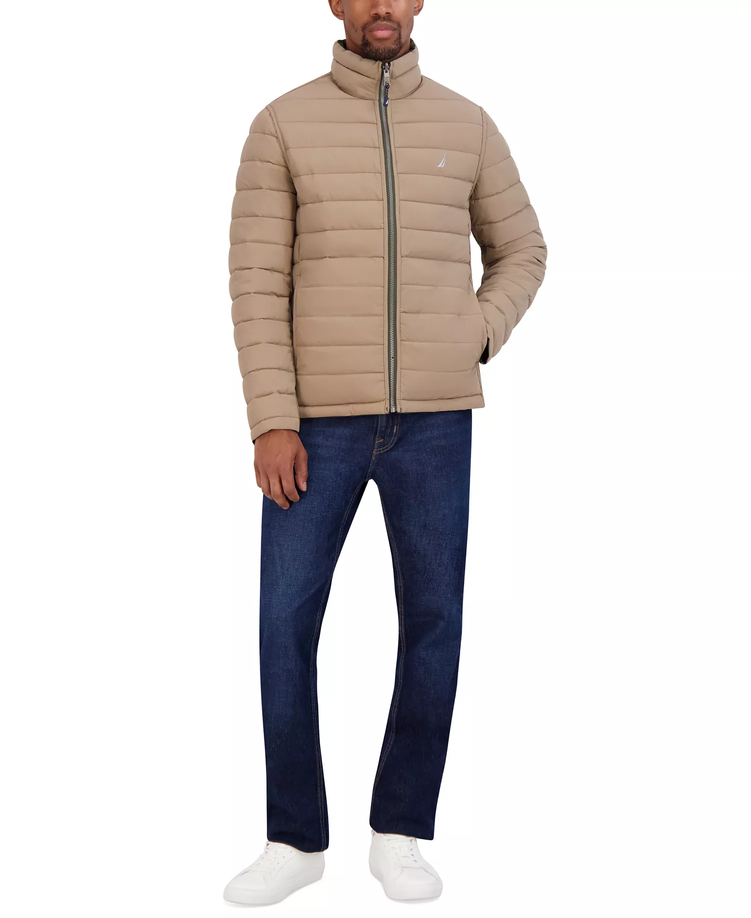 Men's Reversible Quilted Puffer Jacket - Dark Forest/Taupe - XL