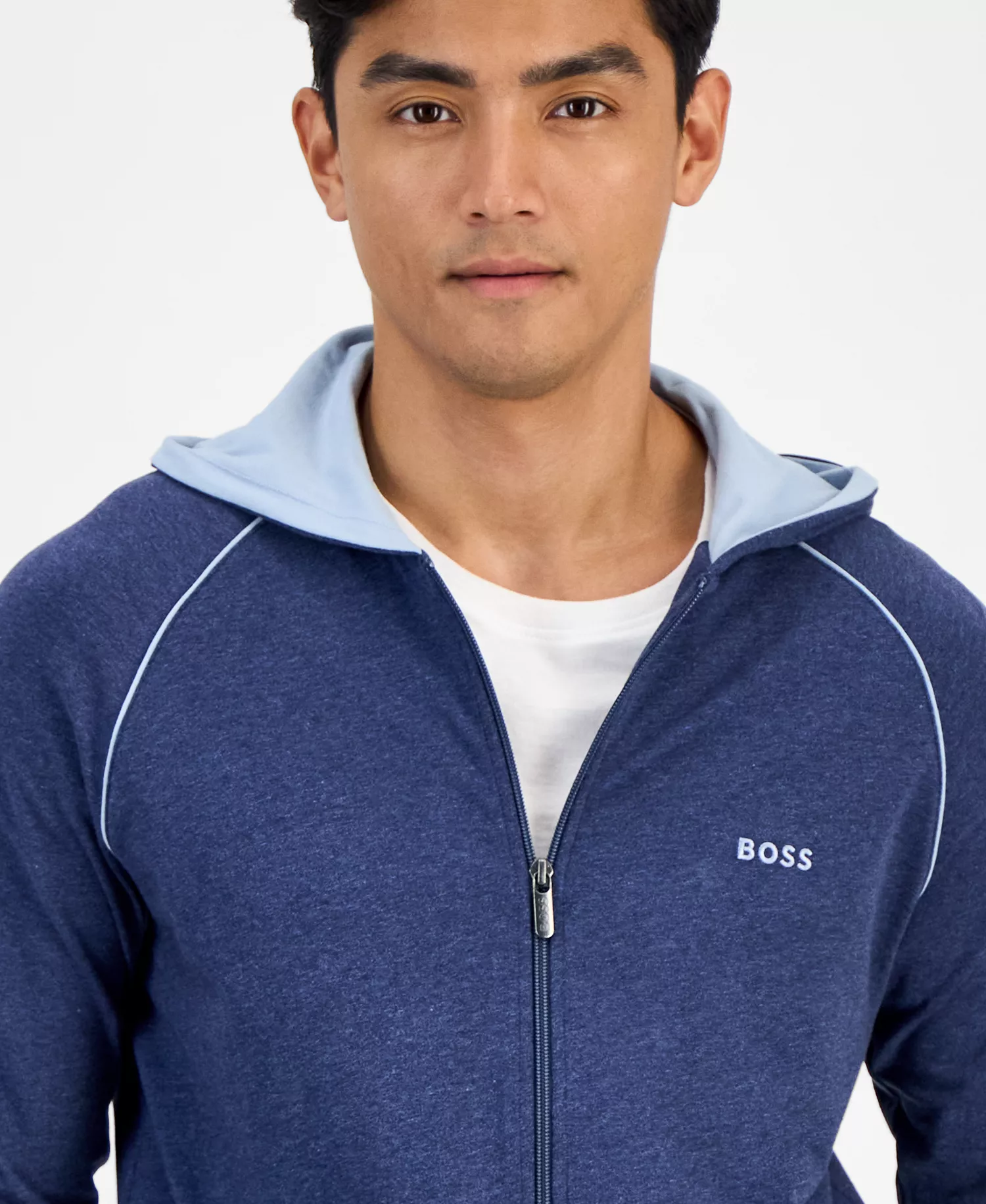 Men's Mix and Match Logo Full-Zip Hoodie - Blue - L