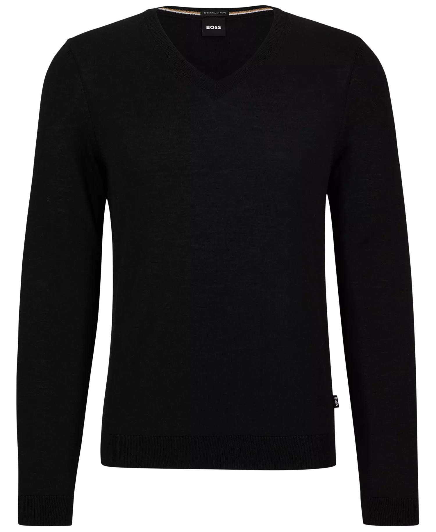 Men's Slim-Fit Merino Wool V-Neck Sweater - Black - 2XL