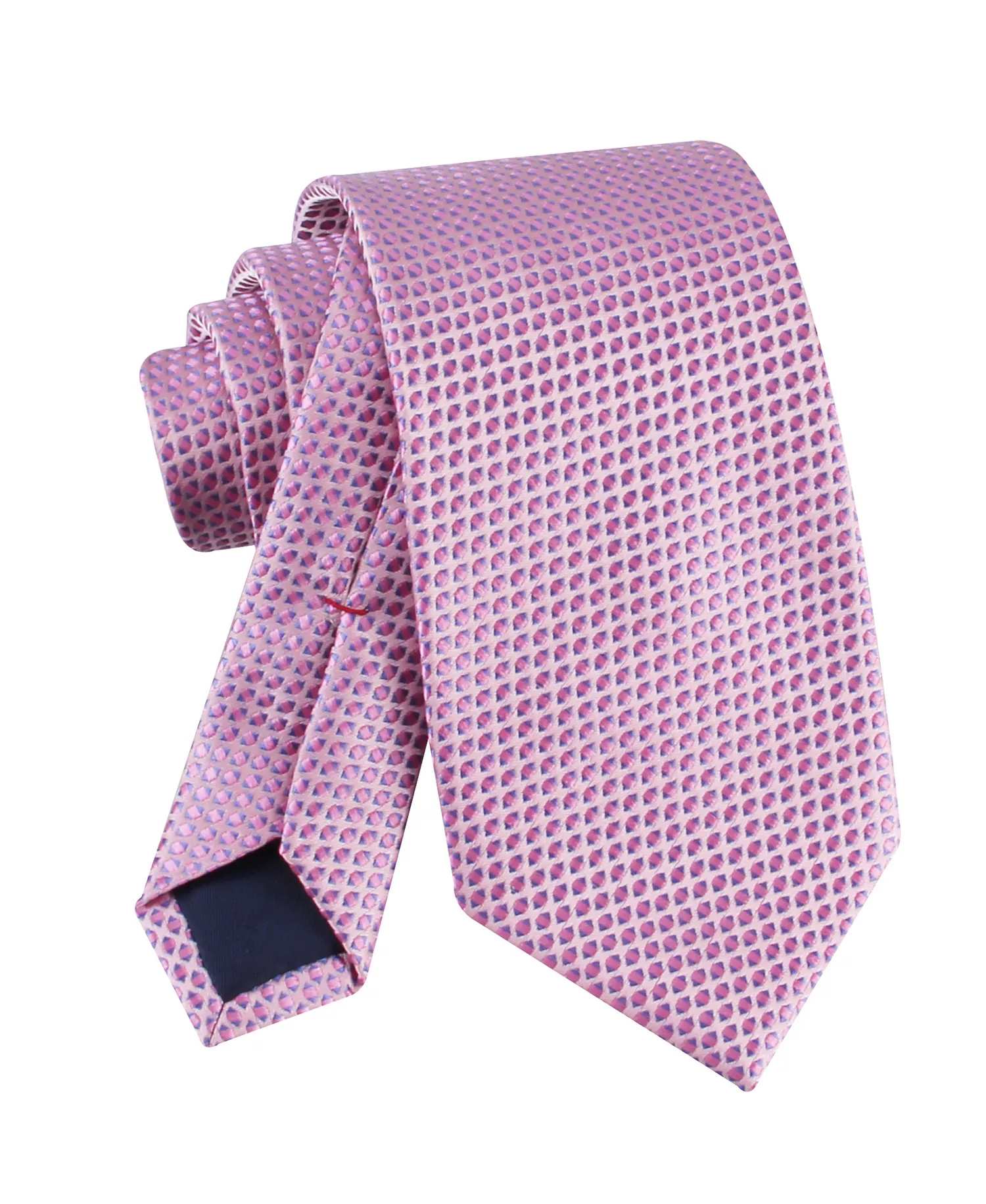 Men's Hans Micro Geometric Motif Pattern Tie - Pink - ONE SIZE