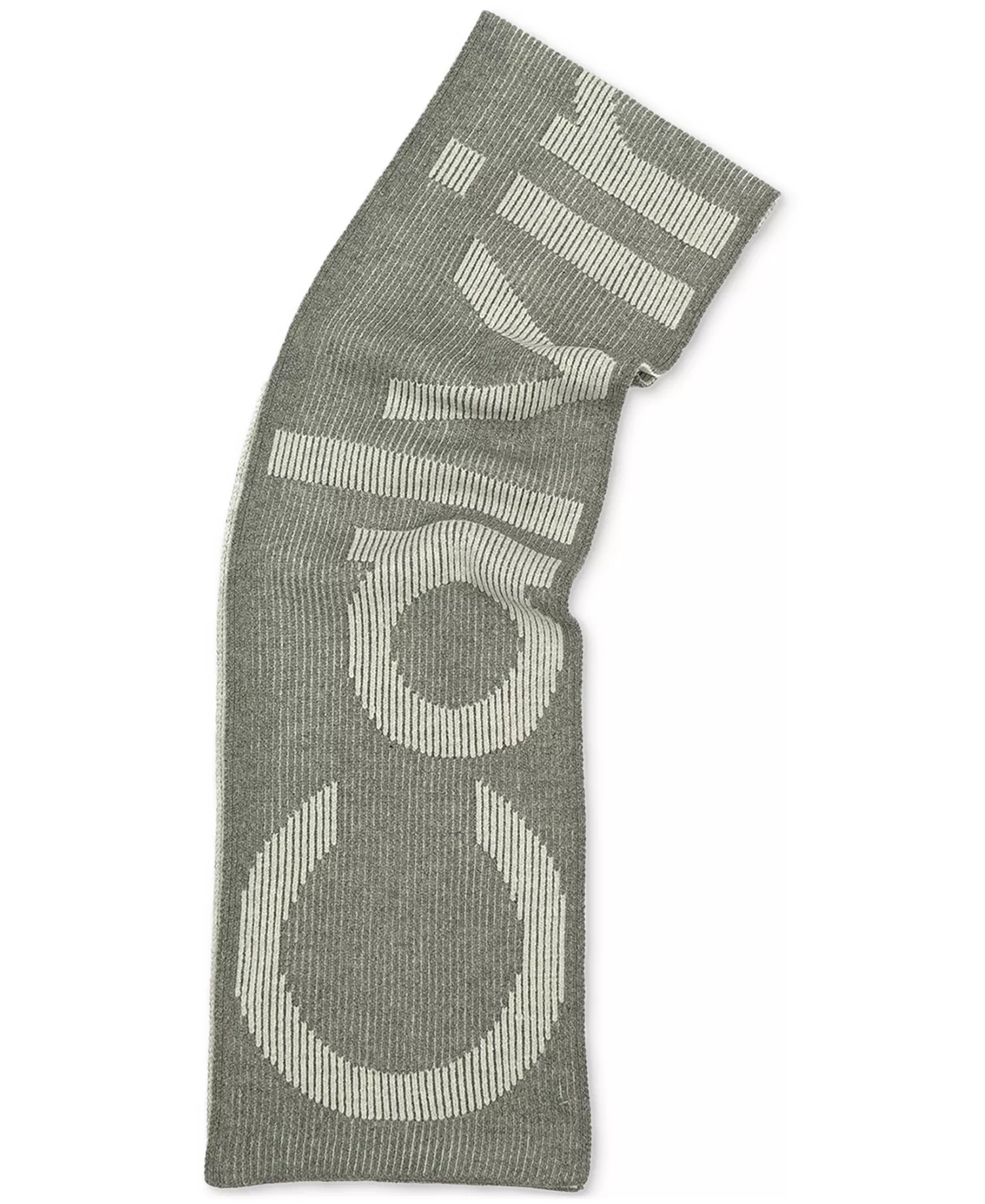 Men's Plaited Logo Scarf - Medium Grey - ONE SIZE